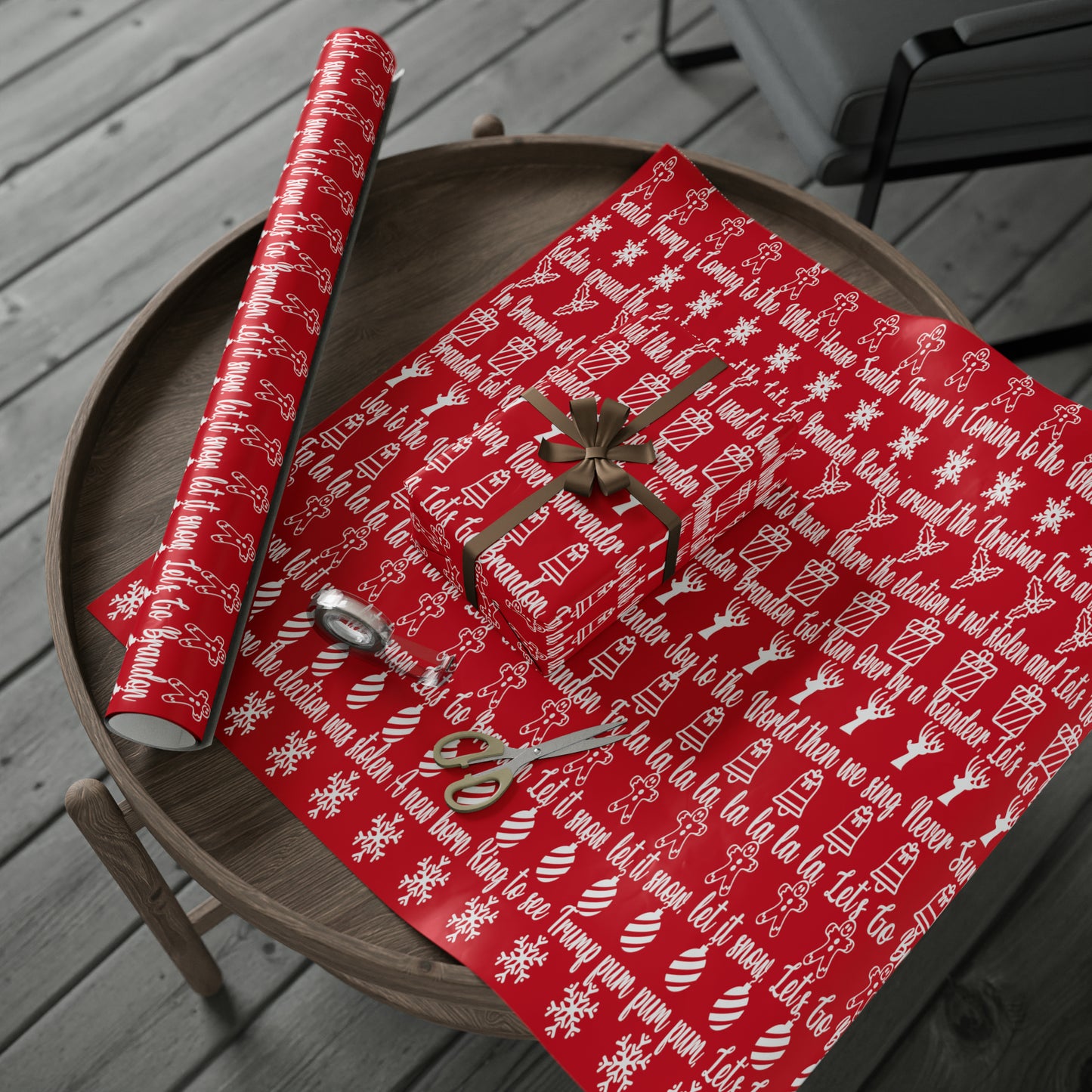 Let's Go Brandon Christmas Gift Wrap Red 2023 Version Pro Trump Gift Wrap Funny Christmas Songs