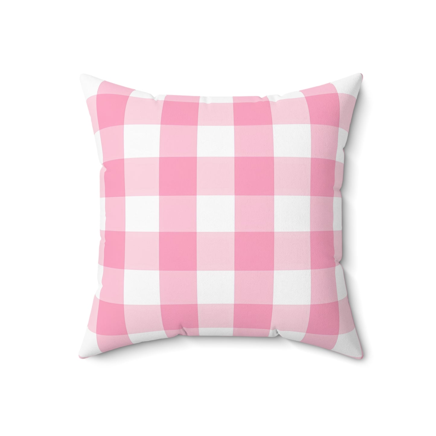 Pink White Plaid Pattern Print Spun Polyester Square Pillow Home Decor Pink Pillow