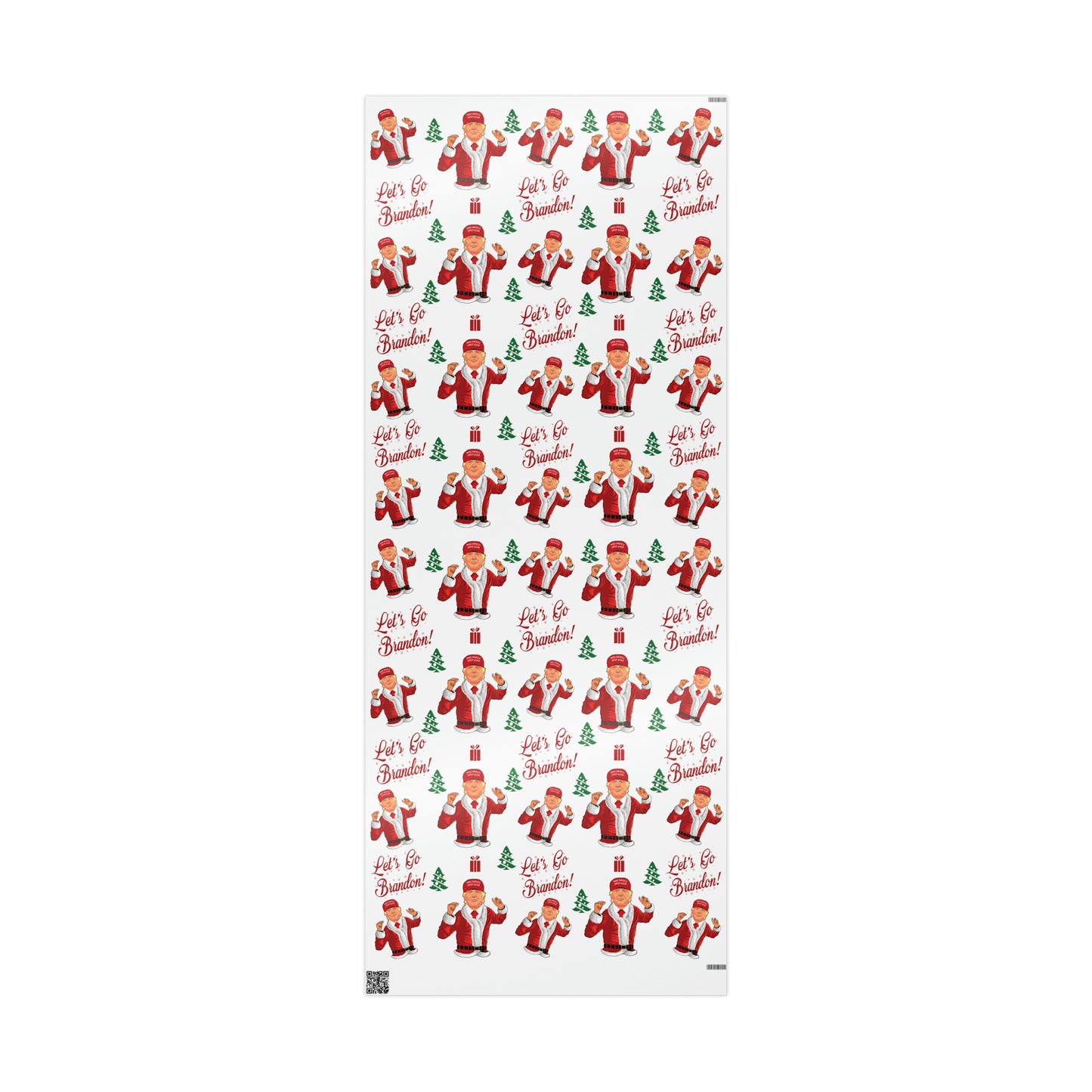 Jolly Trump Gift Wrap for Christmas - Joe Let's Go Brandon Gift - Santa Trump White Wrapping Paper