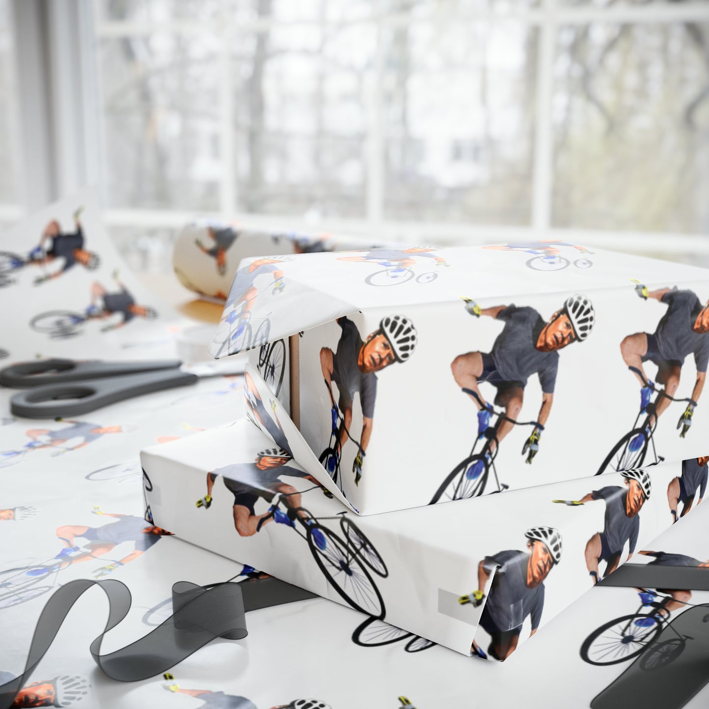 Let's Go Brandon Wrapping Paper - Hilarious Gift Wrap Biden Falling off Bike Christmas Gift Wrap