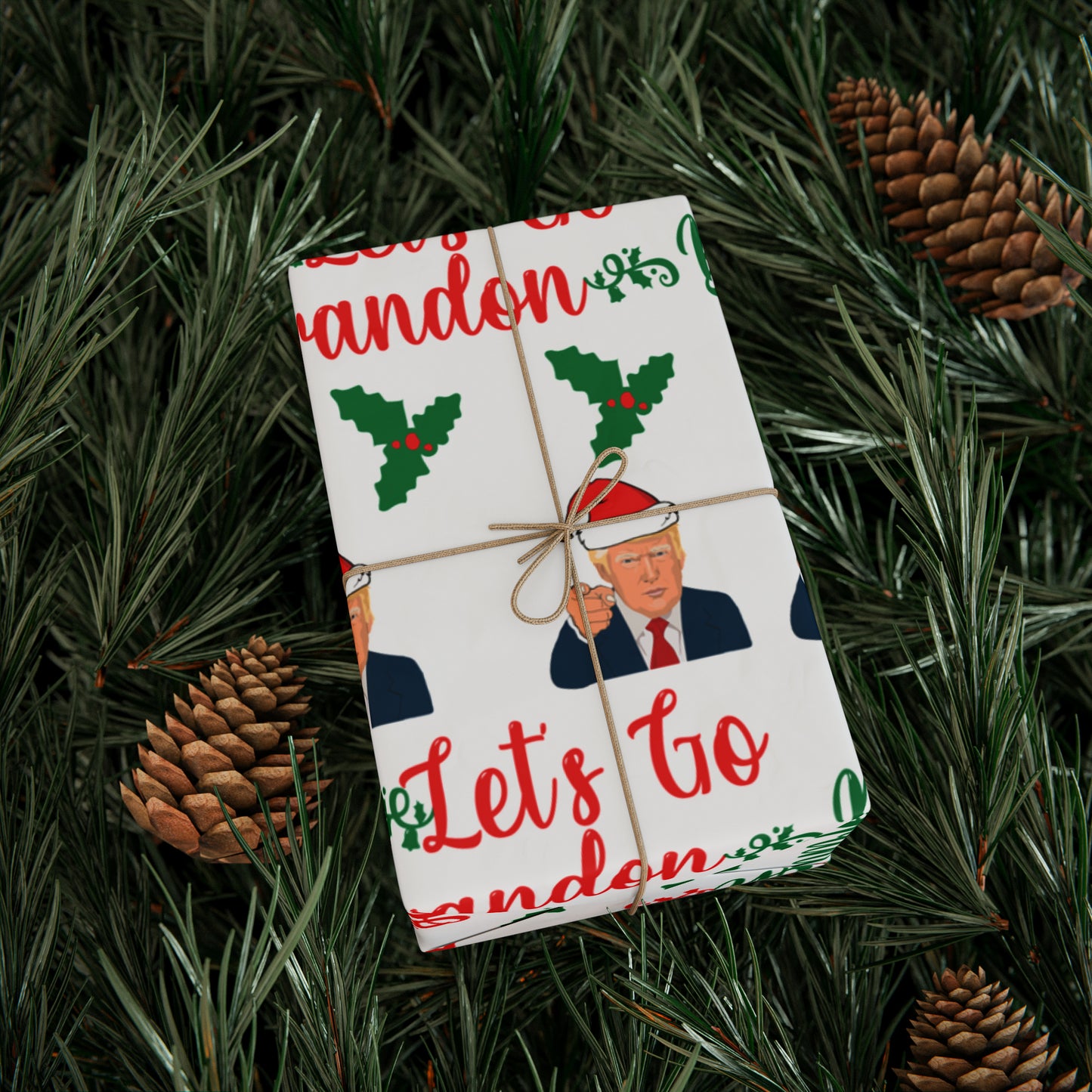 Top Trump Christmas Wrapping Paper - Trump Maga Gift - Funny Let's Go Brandon Trump Wrapping Paper