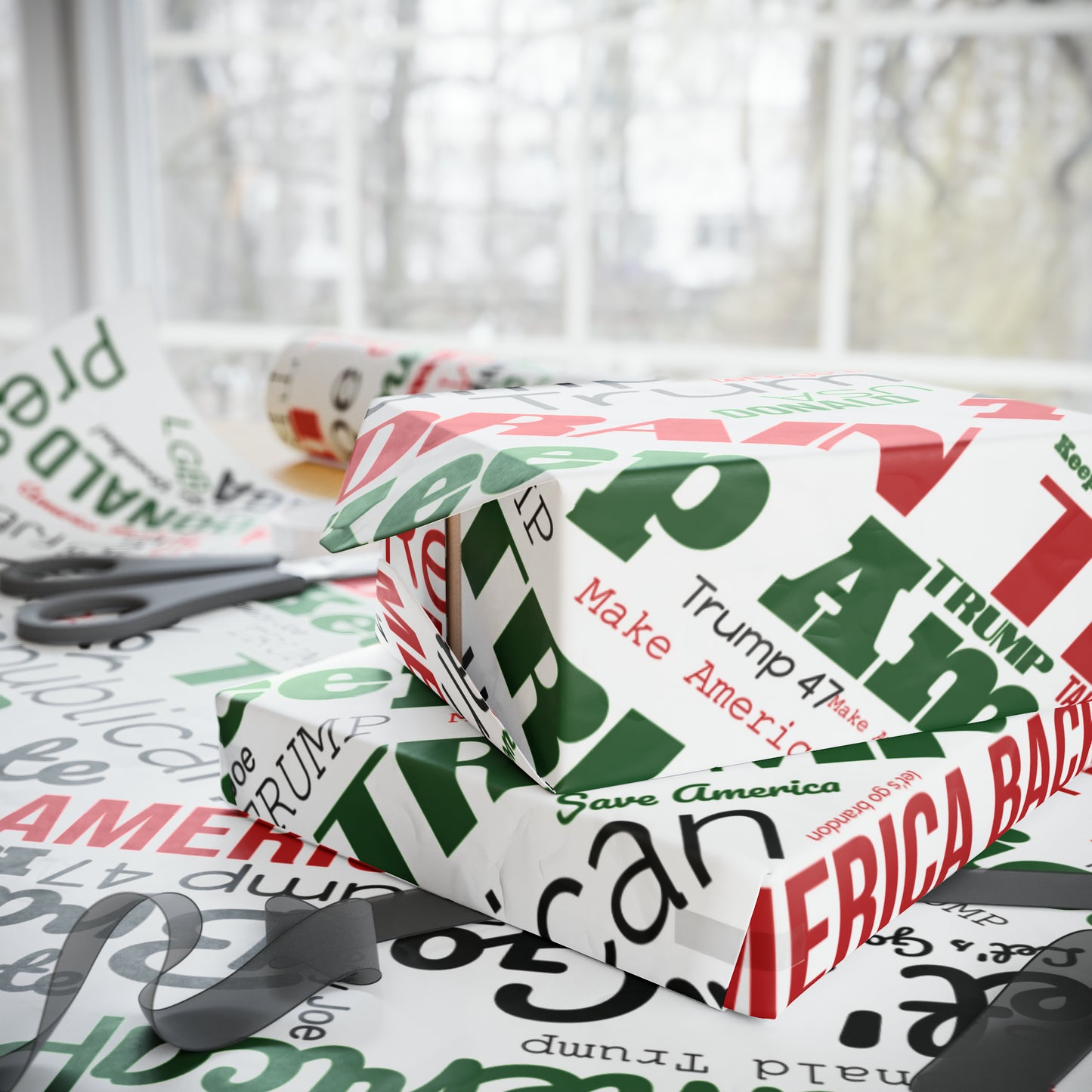 Pro Trump Gift Wrap for Gifts Christmas - Let's Go Brandon Gift Wrap - Maga Save America