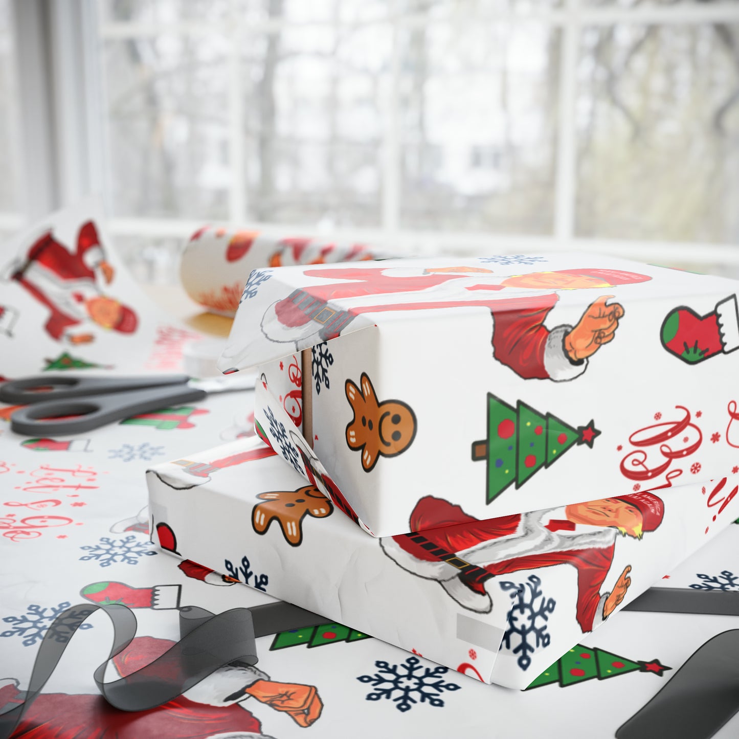 MAGA Trump Wrapping Paper for Gifts - Pro Trump Let's Go Brandon Christmas Gift Wrap