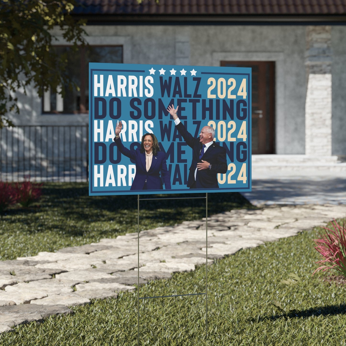 Michelle Obama Do Something, Harris Walz Lawn Sign, Double Sided Yard Sign with Stand, Kamala Yard Sign, Lawn Sign 18" x 24", Do Something