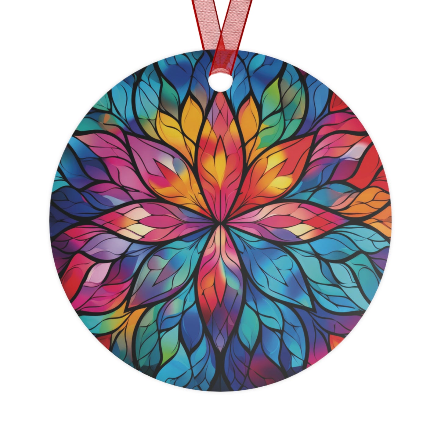 Christmas Mandala Rainbow Stained Glass Style Ornament Lightweight Shaterproof Metal Ornaments Christmas Ornament Exchange Decoration Gift