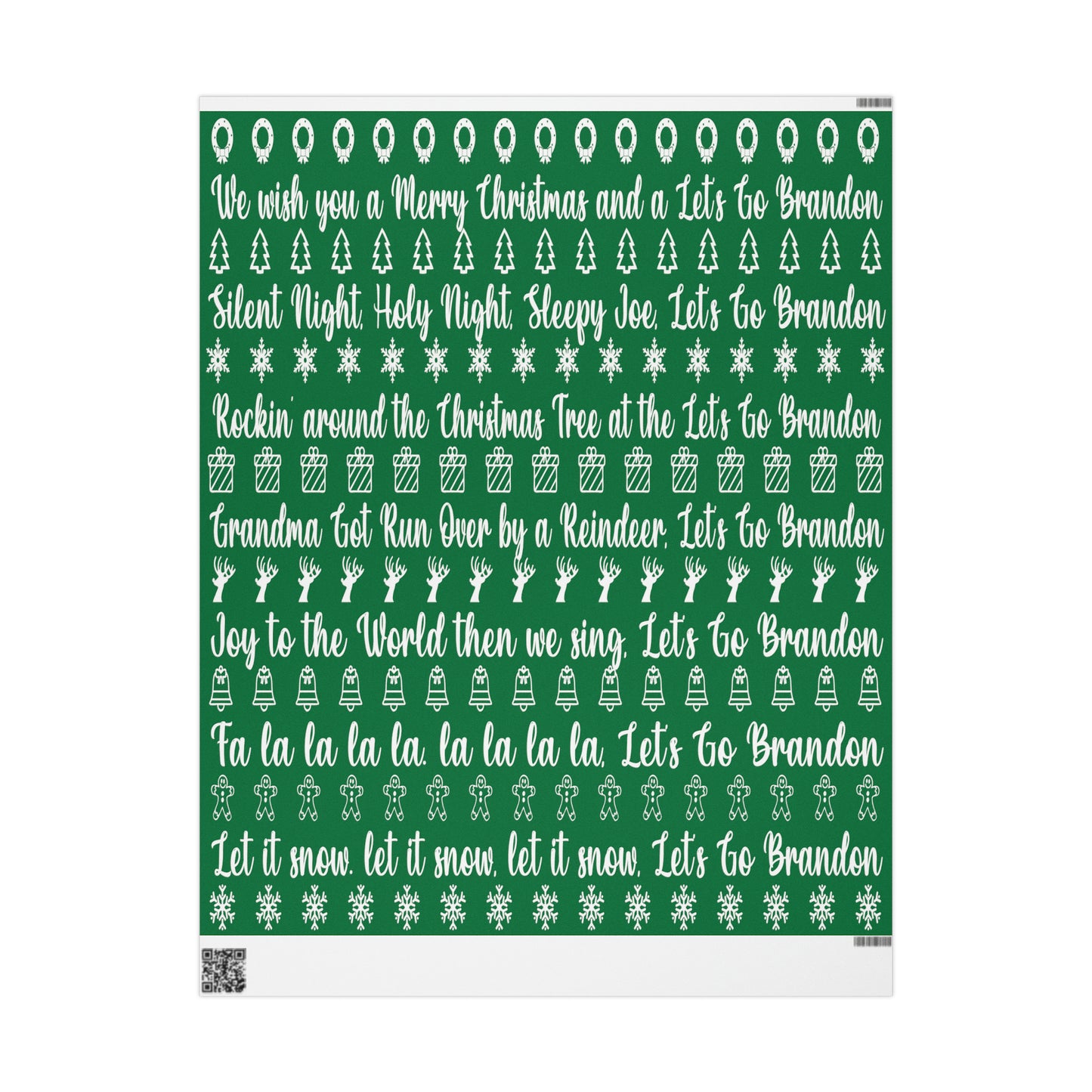 Funny Let's Go Brandon Christmas Gift Wrap Green - Brandon Trump Gift Wrap Funny Green Wrapping Paper
