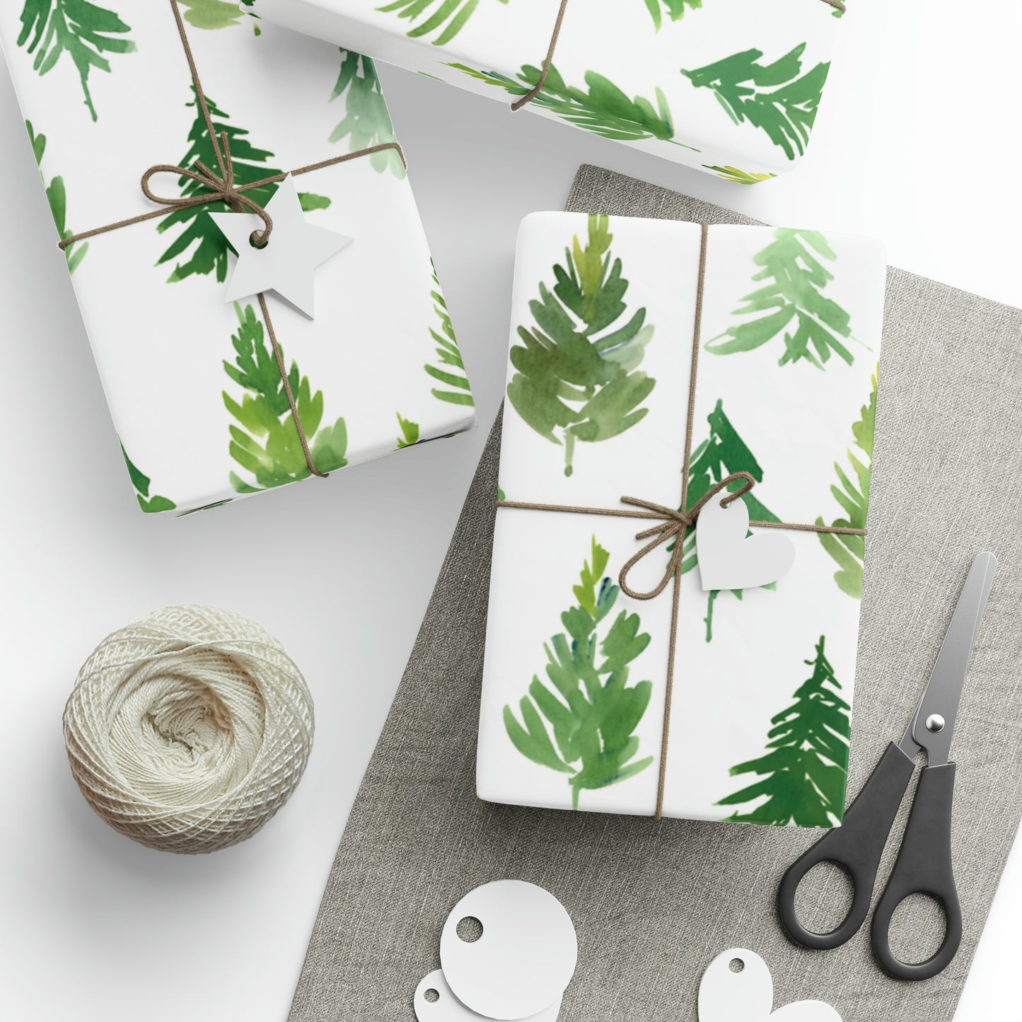 Gorgeous Green Pastel Trees Christmas Gift Wrap - Christmas Trees Wrapping Paper
