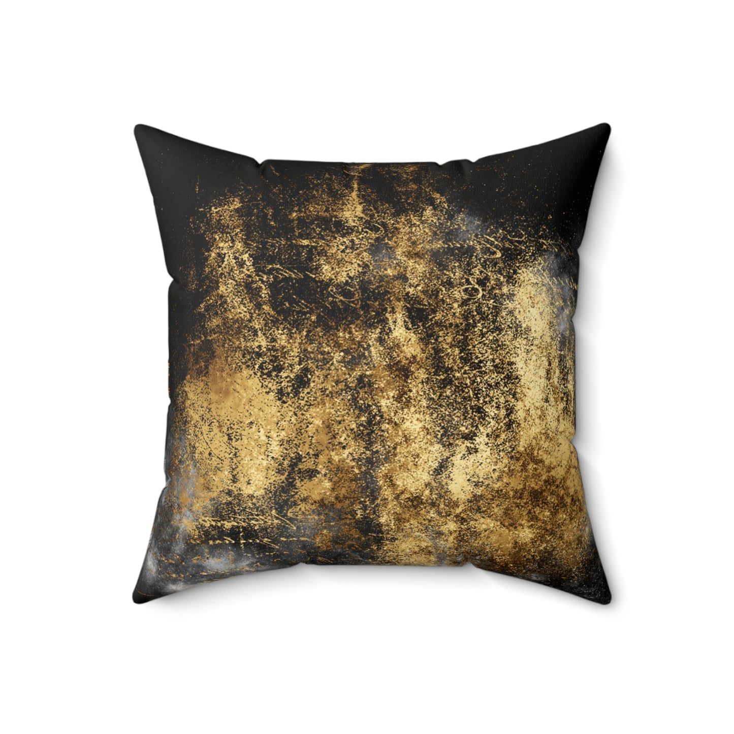 Bold Beautiful Black Gold Print Faux Suede Soft Square Pillow