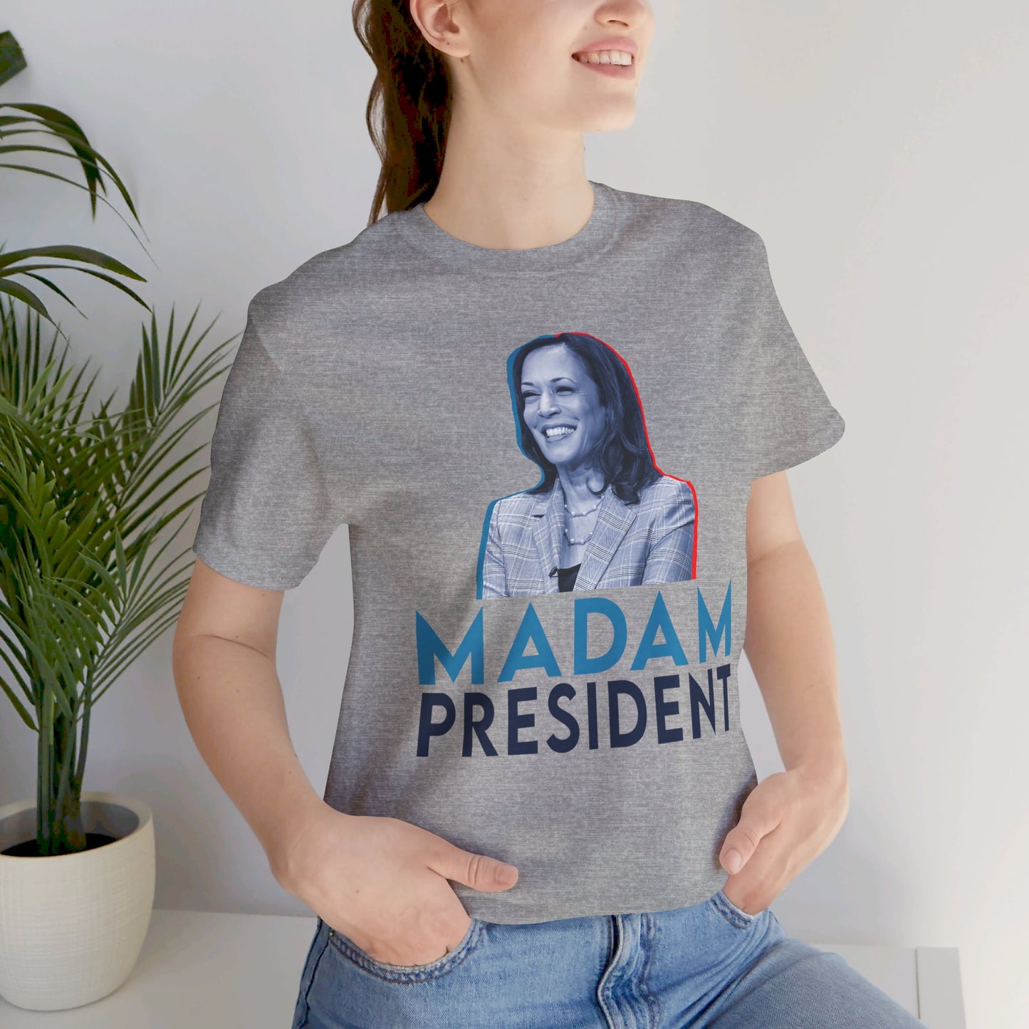 Madam President Kamala Harris, Bella Canvas 3001 Unisex T-Shirt, Kamala Shirt, Kamala DNC Shirt - Anti Trump, Democracy Shirt, Kamala Shirt