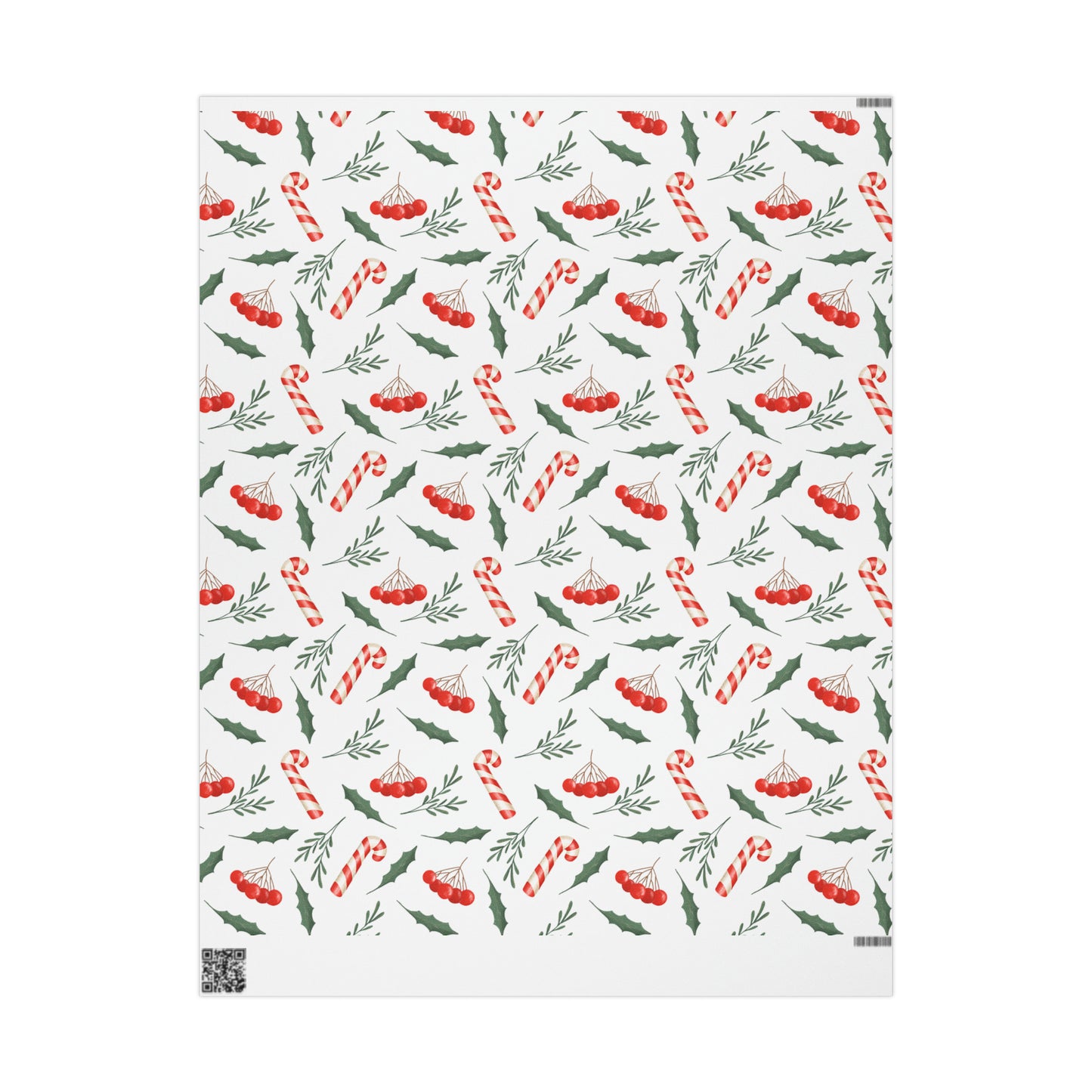 Candy Cane Holly Pastel Christmas Gift Wrap - Christmas Wrapping Paper