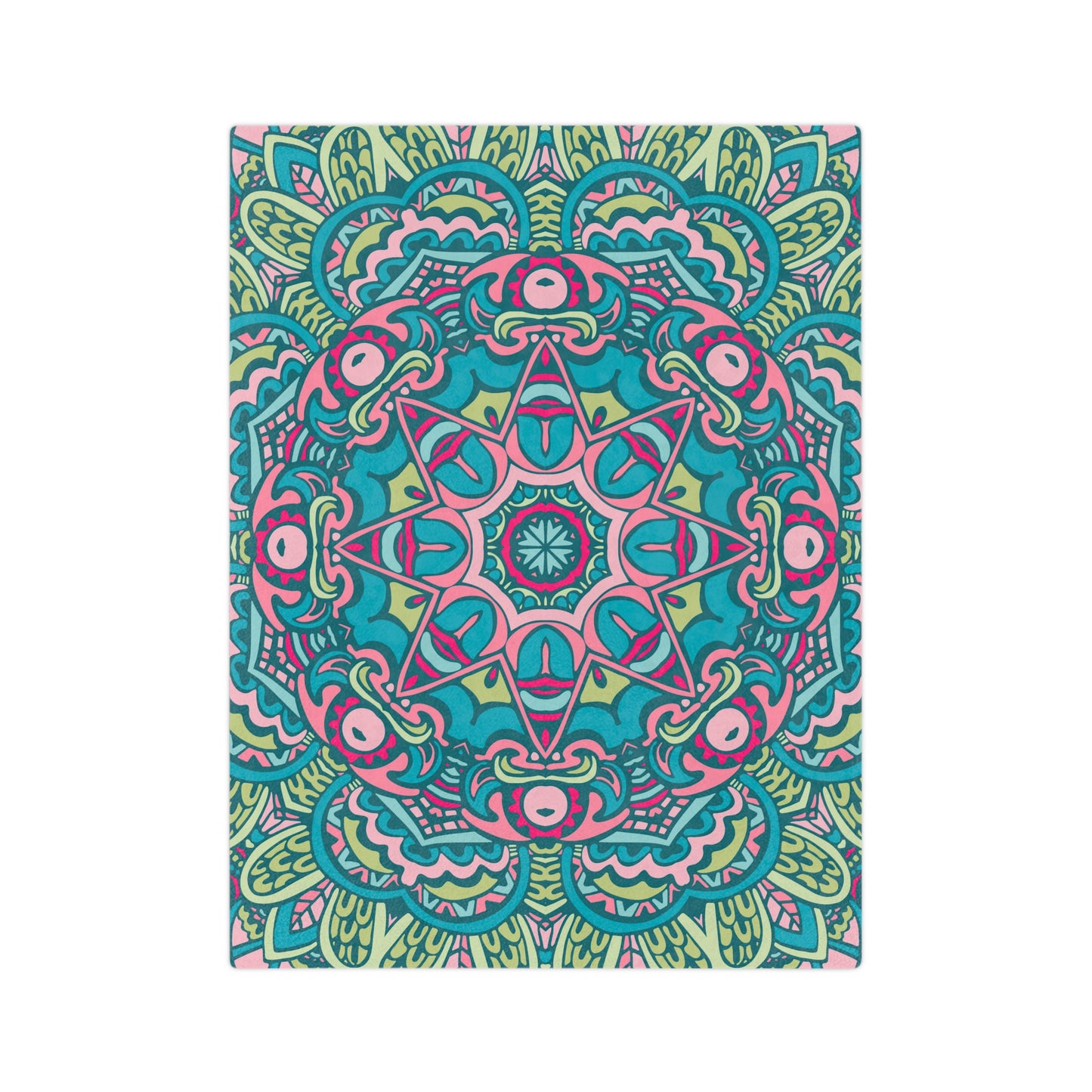 Glimmery Green Blue Purple Mandala Throw Sofa Bed Blanket - Soft Thick Velveteen Minky Throw Blanket