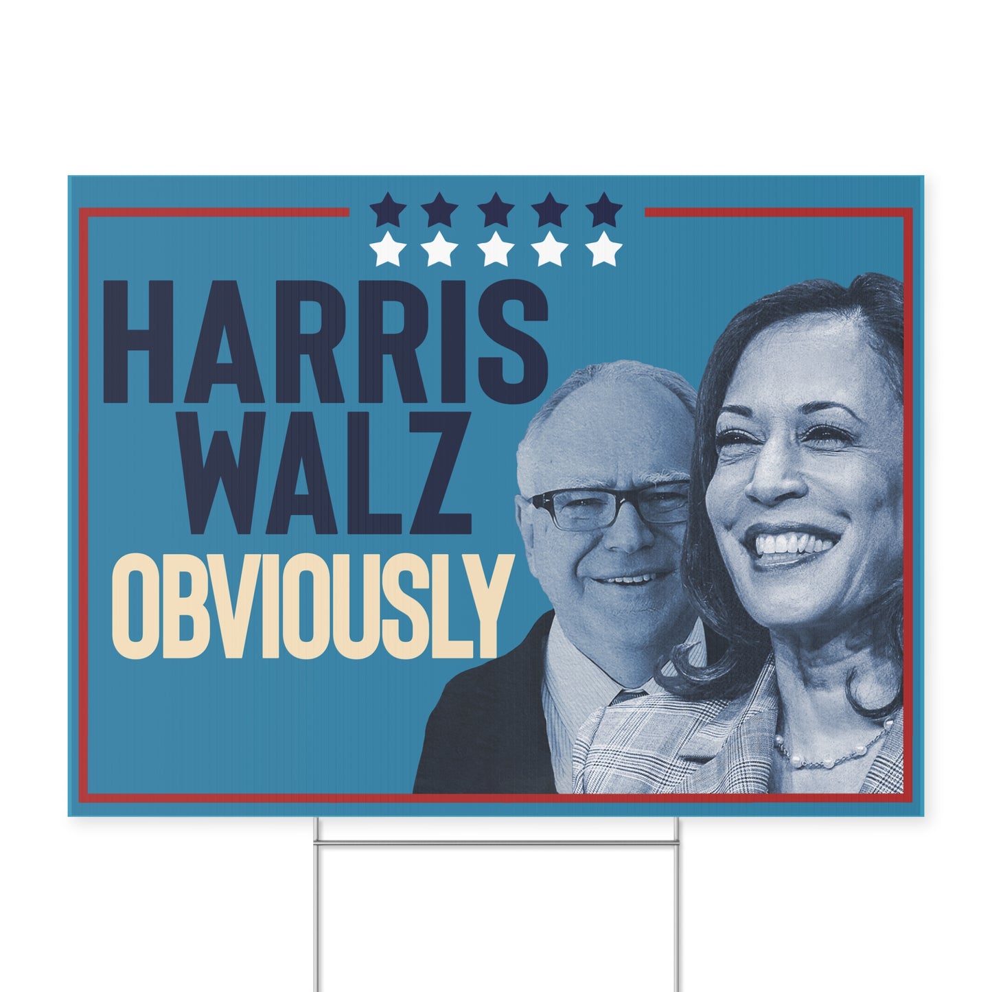Kamala Harris Walz VP, Tim Walz VP, Harris 2024 Yard Sign with Stand, Kamala Yard Sign, Lawn Sign 18" x 24", Harris Walz Obviously