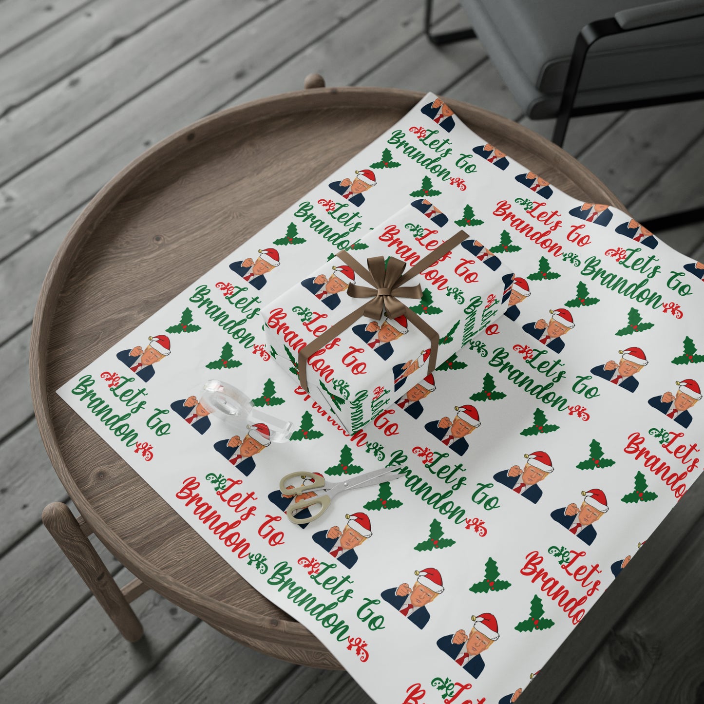 Top Trump Christmas Wrapping Paper - Trump Maga Gift - Funny Let's Go Brandon Trump Wrapping Paper