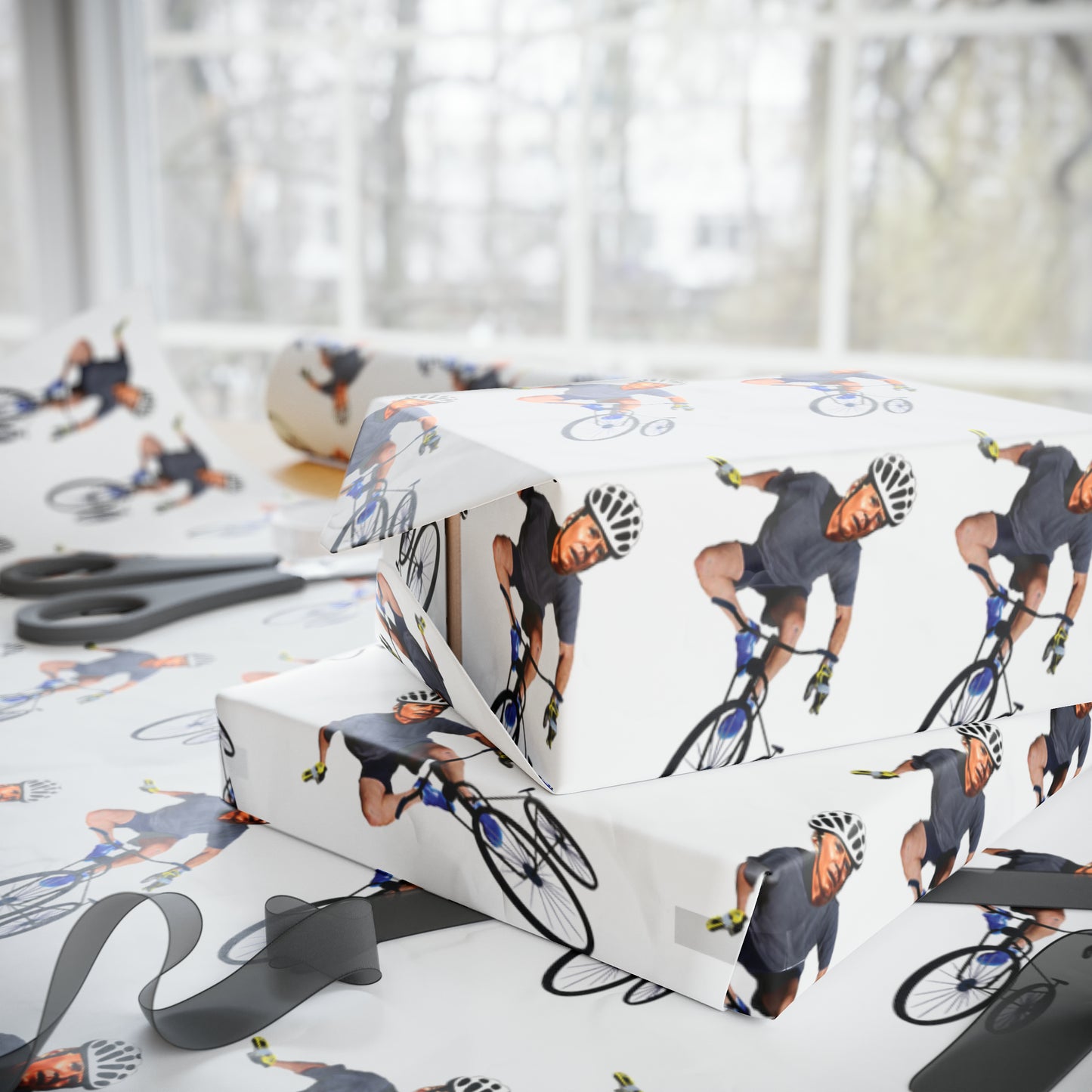 Let's Go Brandon Wrapping Paper - Hilarious Gift Wrap Biden Falling off Bike Christmas Gift Wrap