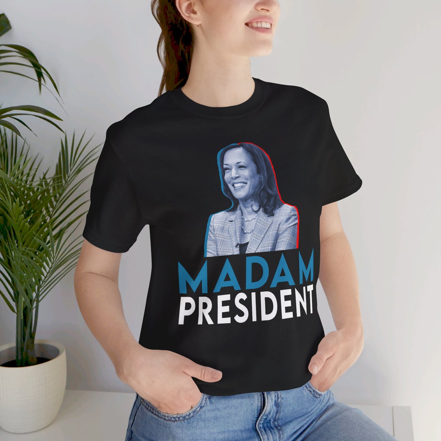 Madam President Kamala Harris, Bella Canvas 3001 Unisex T-Shirt, Kamala Shirt, Kamala DNC Shirt - Anti Trump, Democracy Shirt, Kamala Shirt