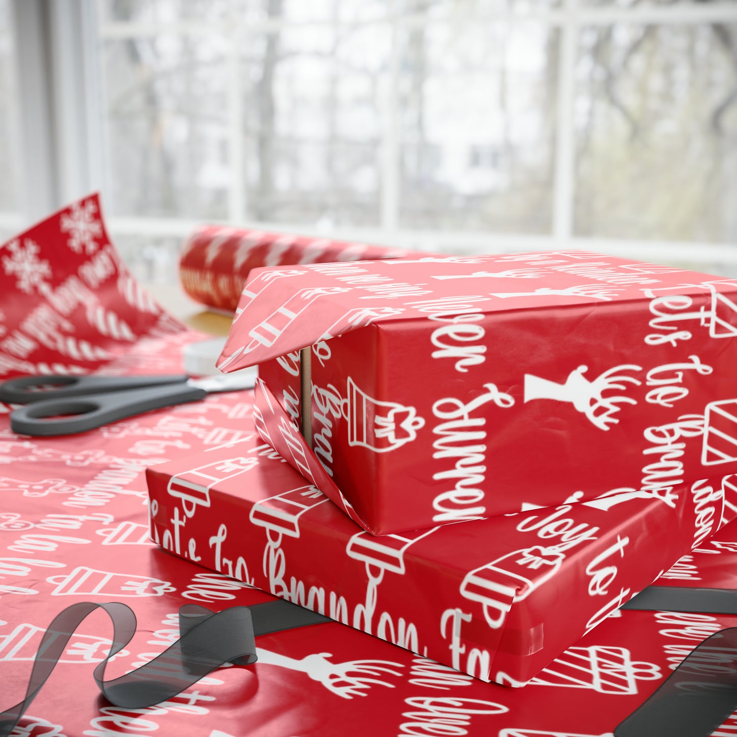 Let's Go Brandon Christmas Gift Wrap Red 2023 Version Pro Trump Gift Wrap Funny Christmas Songs