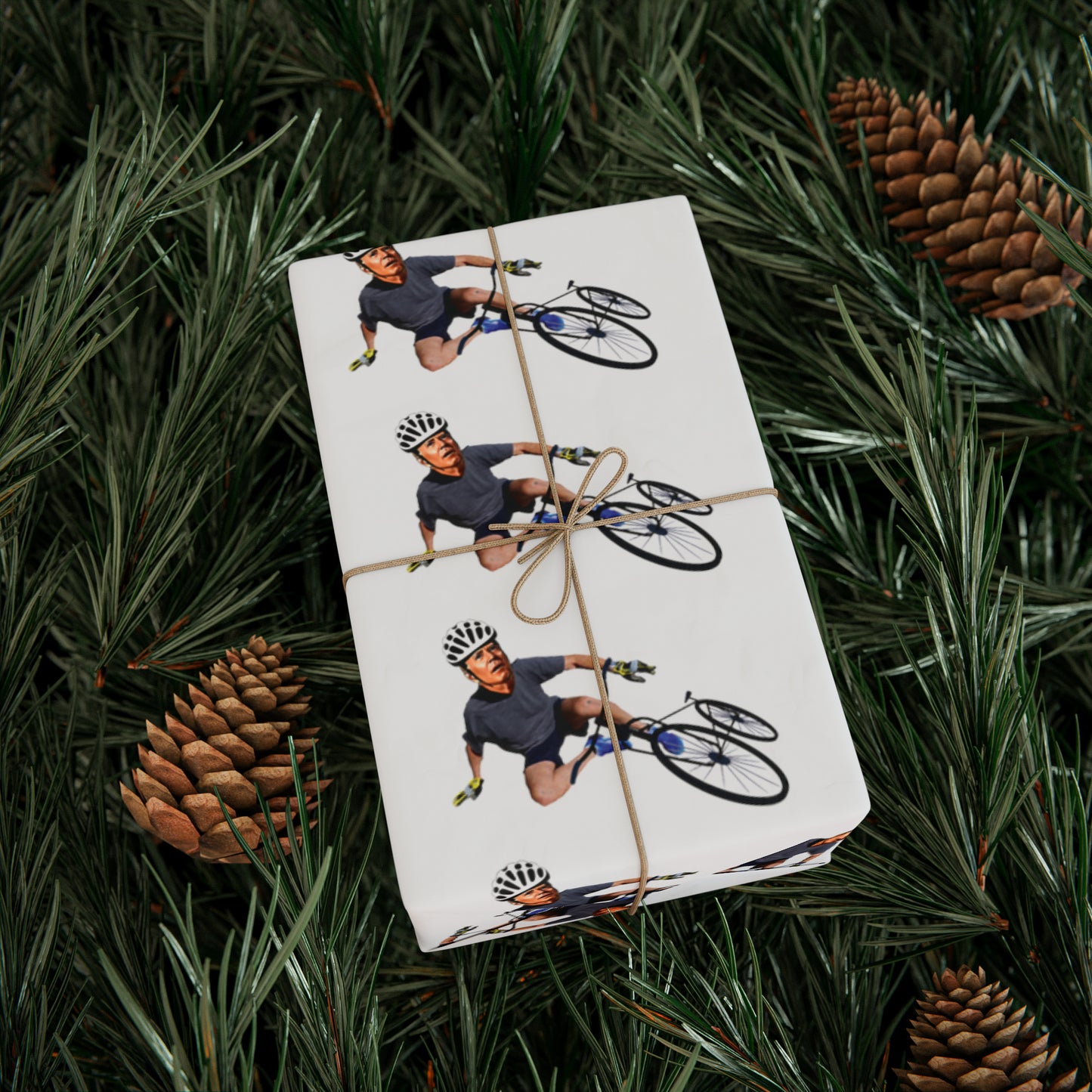 Let's Go Brandon Wrapping Paper - Hilarious Gift Wrap Biden Falling off Bike Christmas Gift Wrap