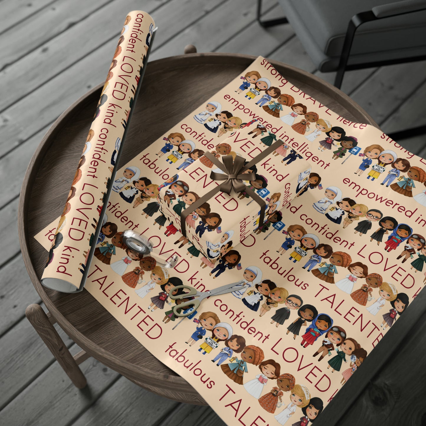 Inspirational Women with Empowering Words Gift Wrap - Strong Influential Women Wrapping Paper