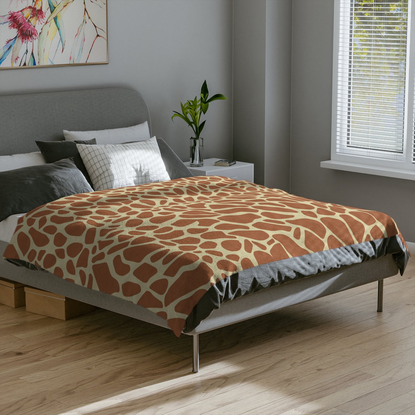 Gentle Giraffe Pattern Theme Throw Sofa Bed Blanket Giraffe Nursery - Soft Thick Velveteen Minky Throw Blanket