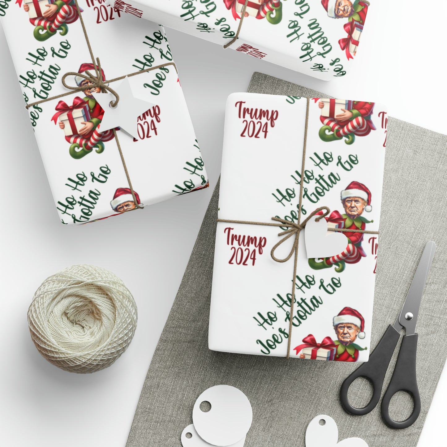 Trump Vs Biden Gift Wrap Christmas Gift Wrap Elf Trump 2024 Trump Elf Christmas Funny Gift Wrap Ho Ho Ho Joe's Gotta Go