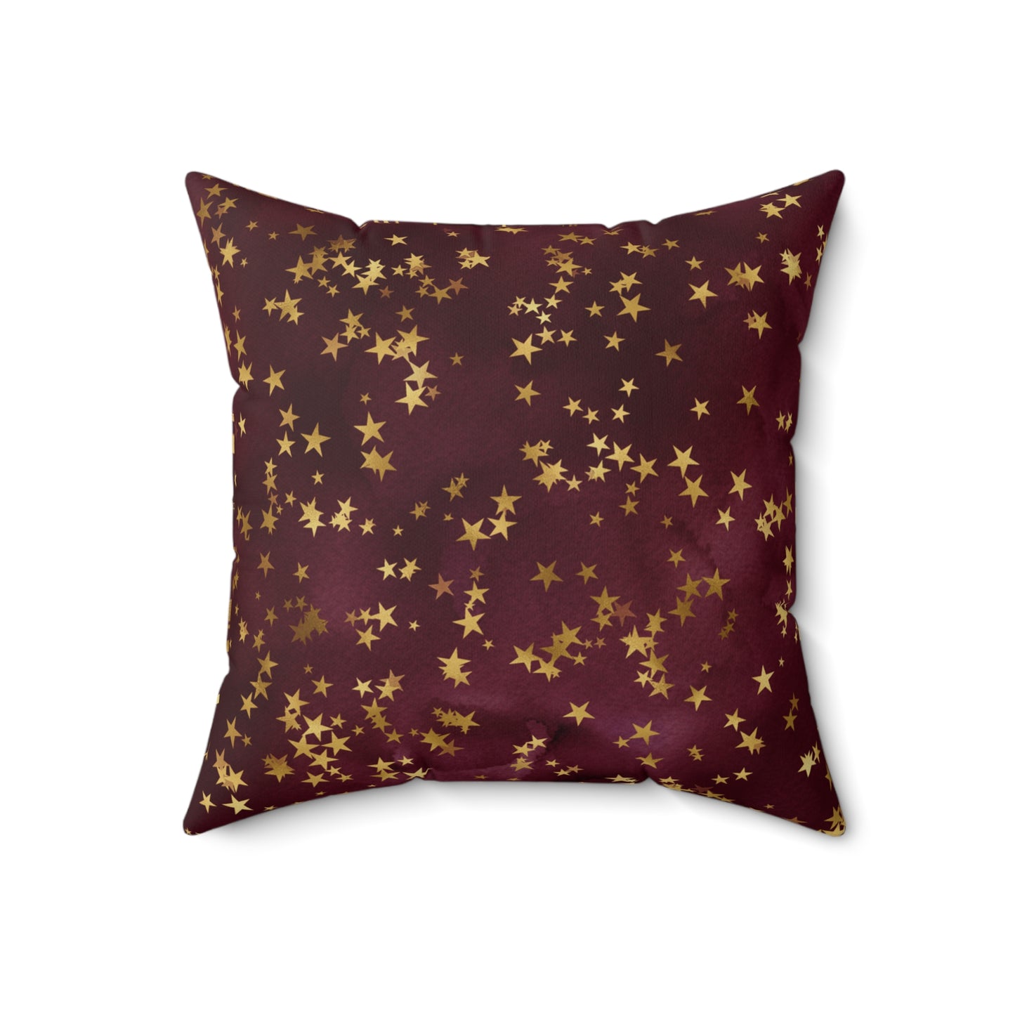 Fantasy Space Purple Wine Gold Stars Print Spun Polyester Square Pillow