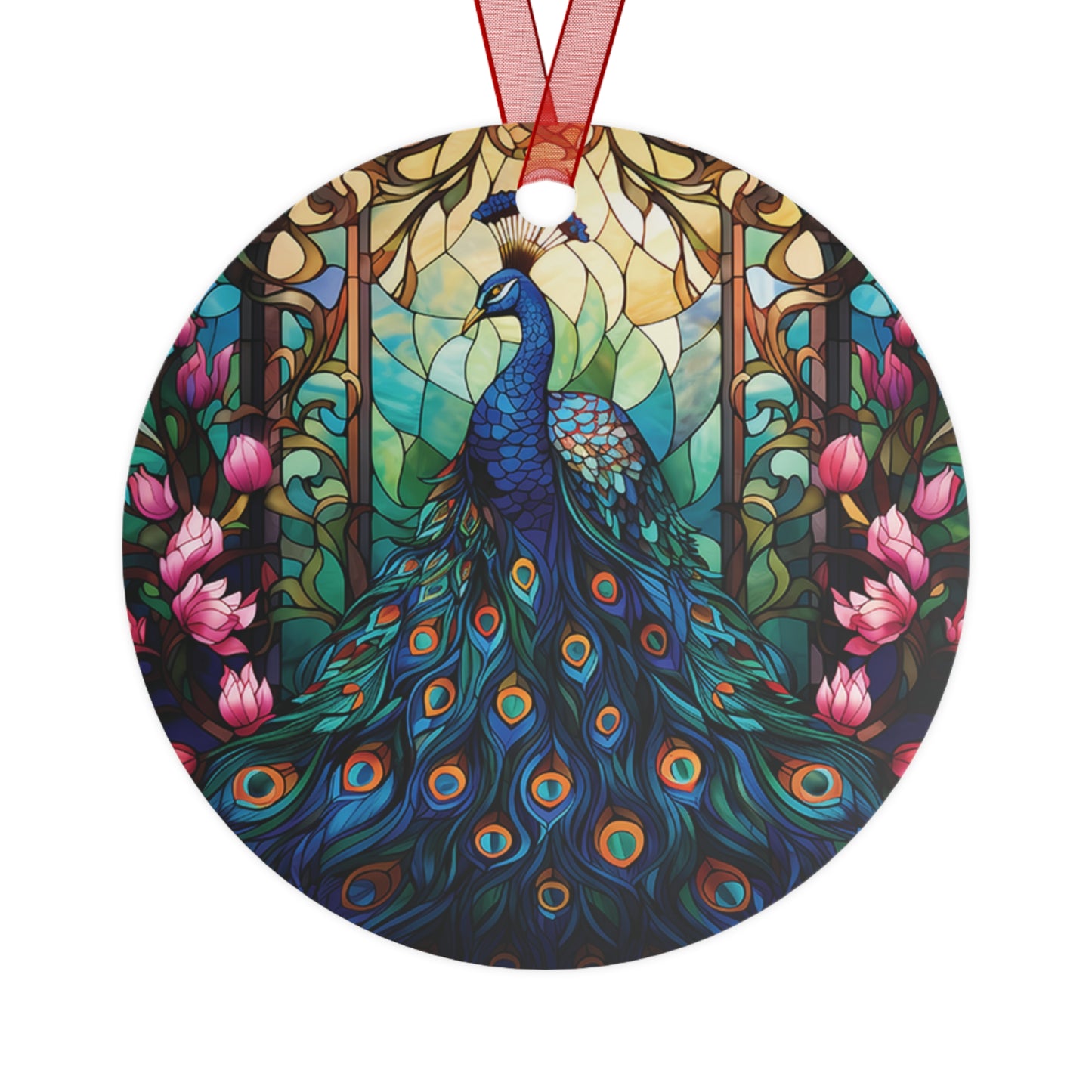 Peacock Ornament Stained Glass Style Ornament Lightweight Shaterproof Metal Ornaments Christmas Ornament Exchange Christmas Peacock Feathers