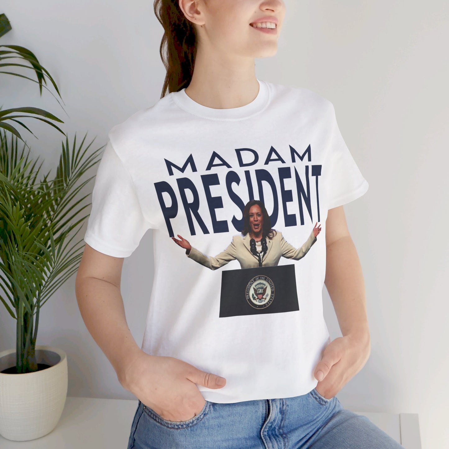 Madam President Kamala Harris, Bella Canvas 3001 Unisex T-Shirt, Kamala Shirt, Kamala DNC Shirt - Anti Trump, Democracy Shirt, Kamala Shirt