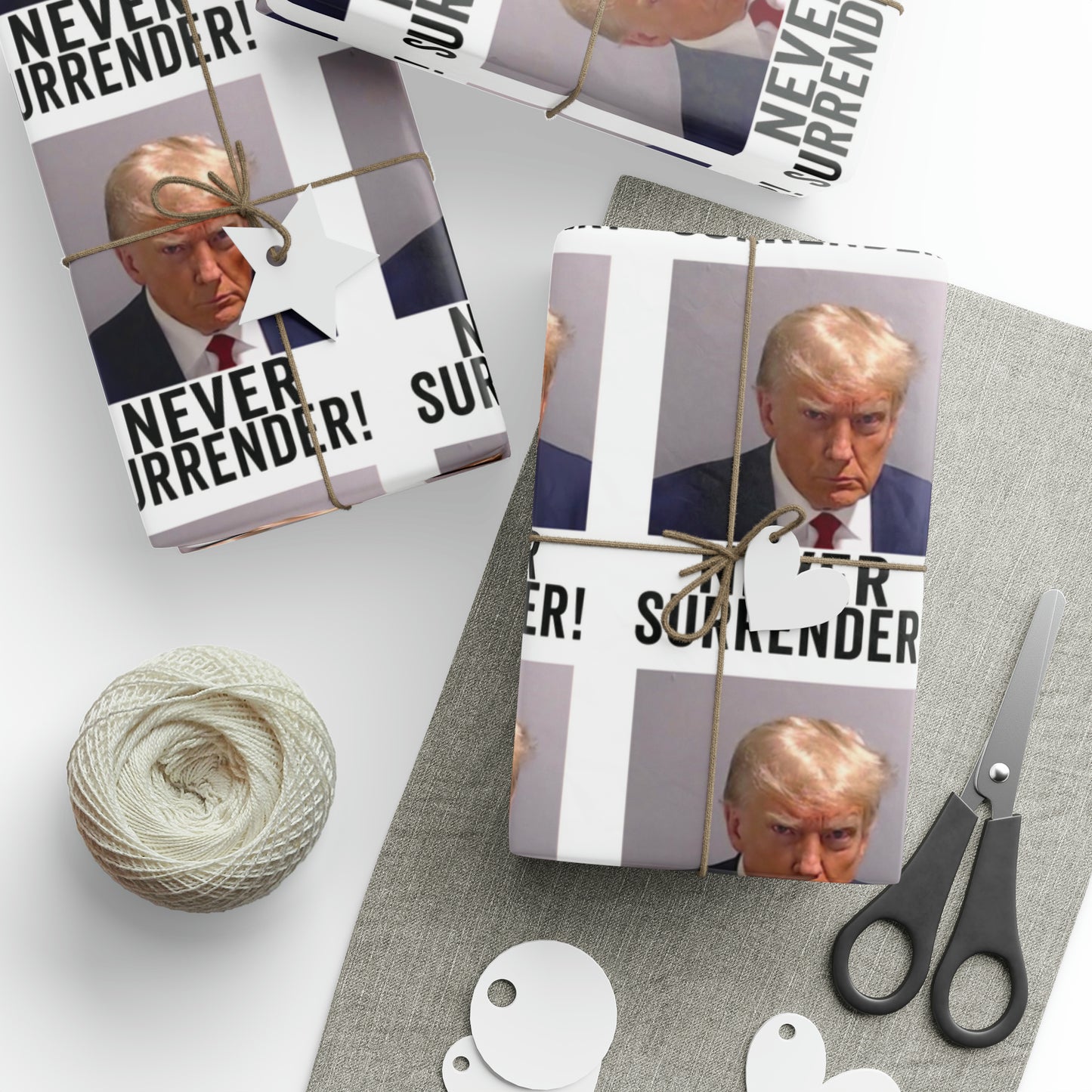 Trump Mugshot Gift Wrap Never Surrender Gift Wrap Trump 2024 Gift Wrap