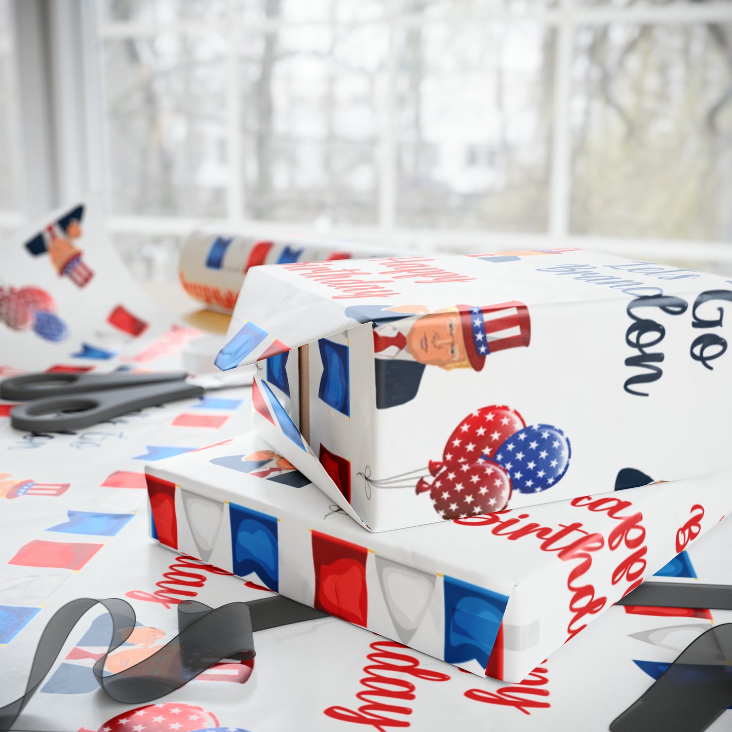 Top Trump Birthday Wrapping Paper for Gifts - Trump Maga Gift Let's Go Brandon Wrapping Paper