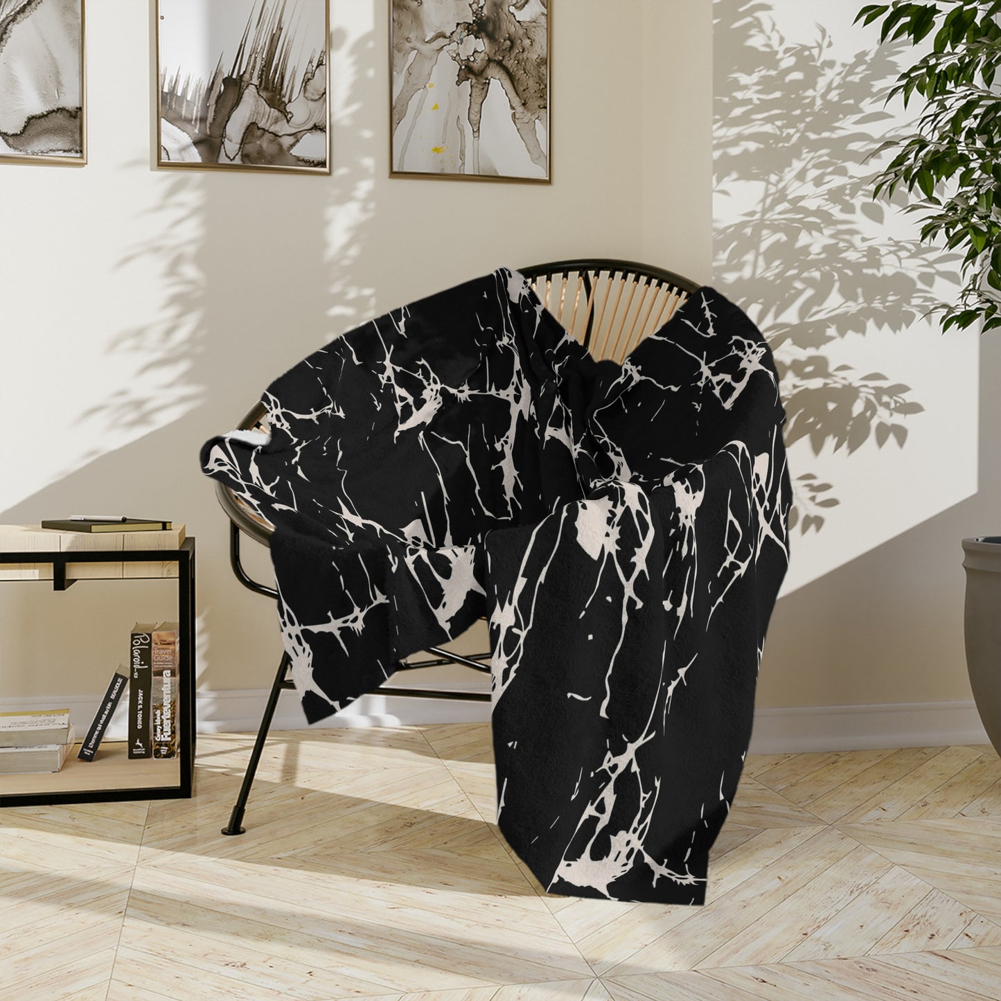 Marvelous Marble Theme Throw Sofa Bed Blanket Black White Marble - Soft Thick Velveteen Minky Throw Blanket