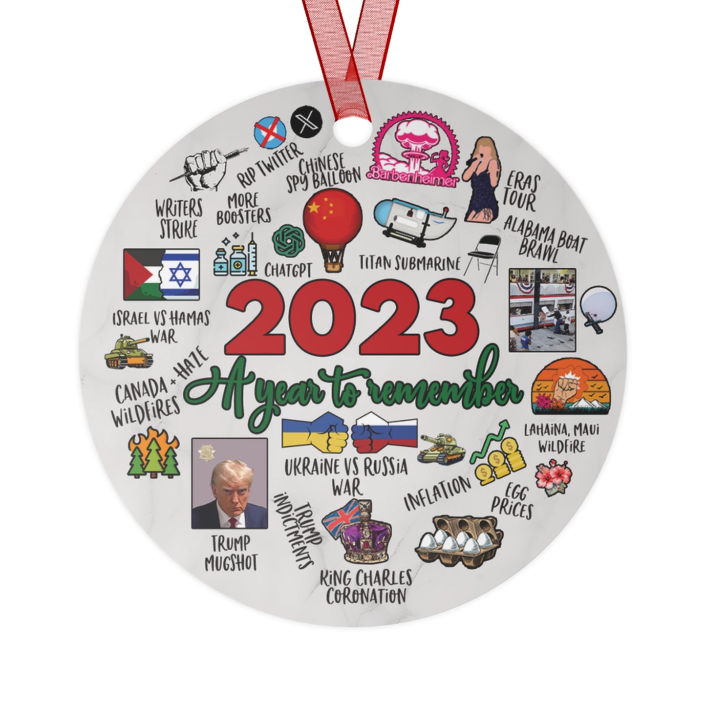 2023 Christmas Ornament 2023 Keepsake Ornament Lightweight Shaterproof Metal Ornaments Christmas Ornament Exchange Commemorative Ornament