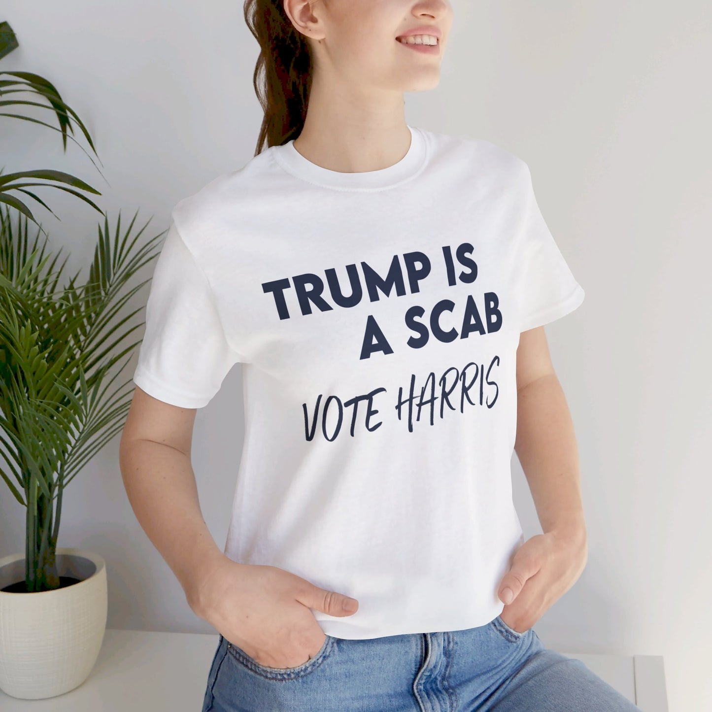 Trump is a Scab Vote Harris Shirt, Bella Canvas 3001 Unisex T-Shirt, Kamala Shirt, Kamala DNC Shirt - Anti Trump Shirt - Unions for Kamala