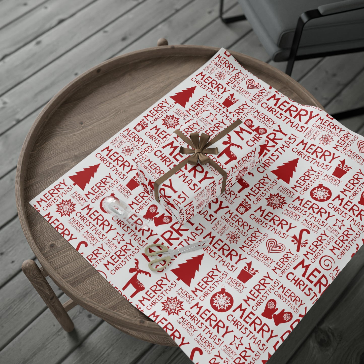 Cute Holiday Christmas Gift Wrap - Red and White Christmas Wrapping Paper