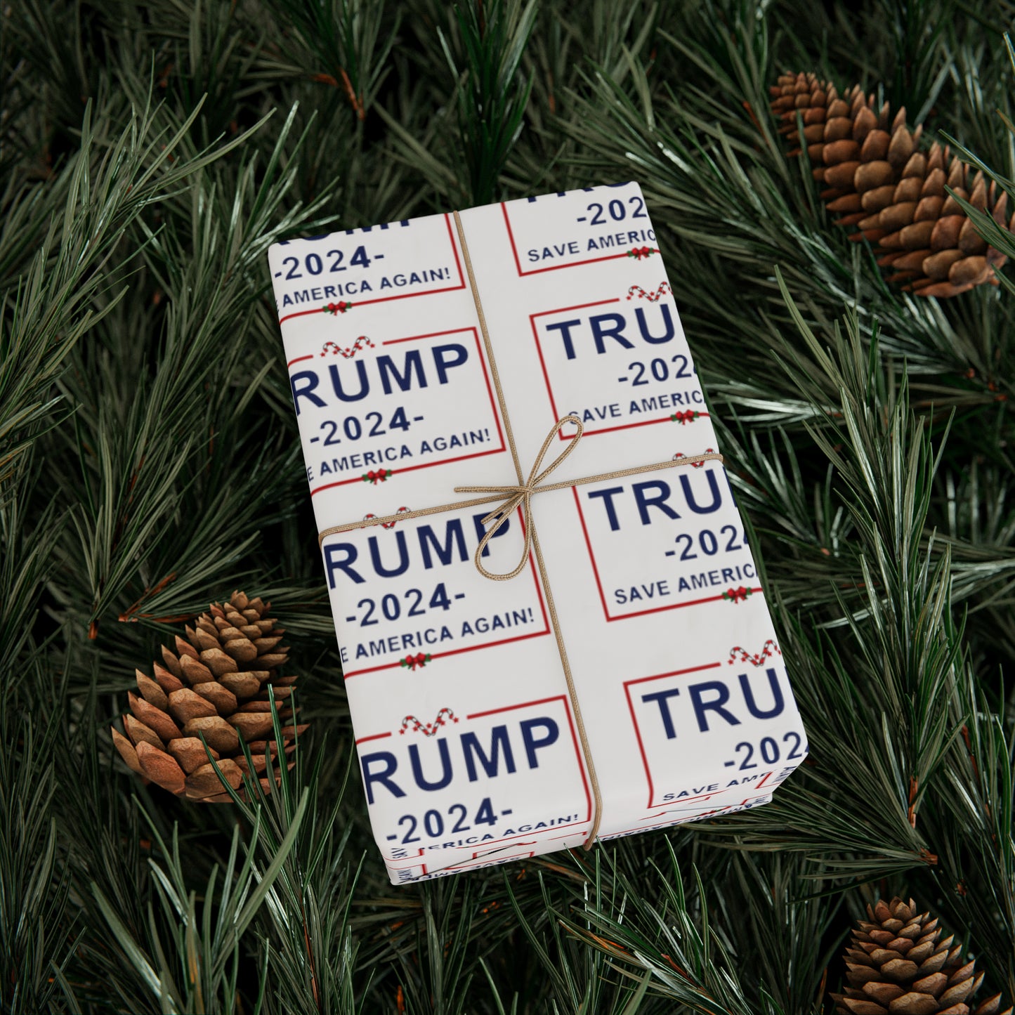 Great Trump Christmas Gift Trump Wrapping Paper Trump 2024 Save America Again Christmas Candy Cane Gift Wrap