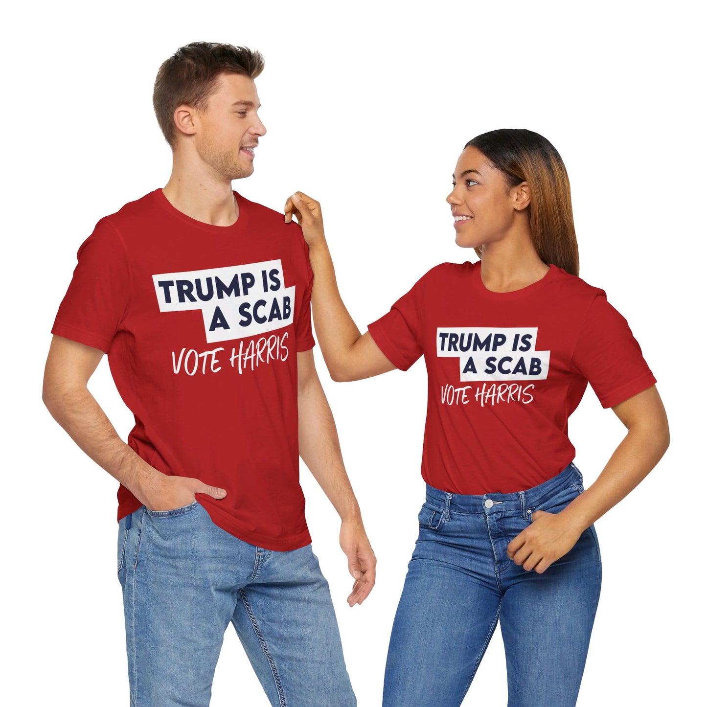 Trump is a Scab Vote Harris Shirt, Bella Canvas 3001 Unisex T-Shirt, Kamala Shirt, Kamala DNC Shirt - Anti Trump Shirt - Unions for Kamala