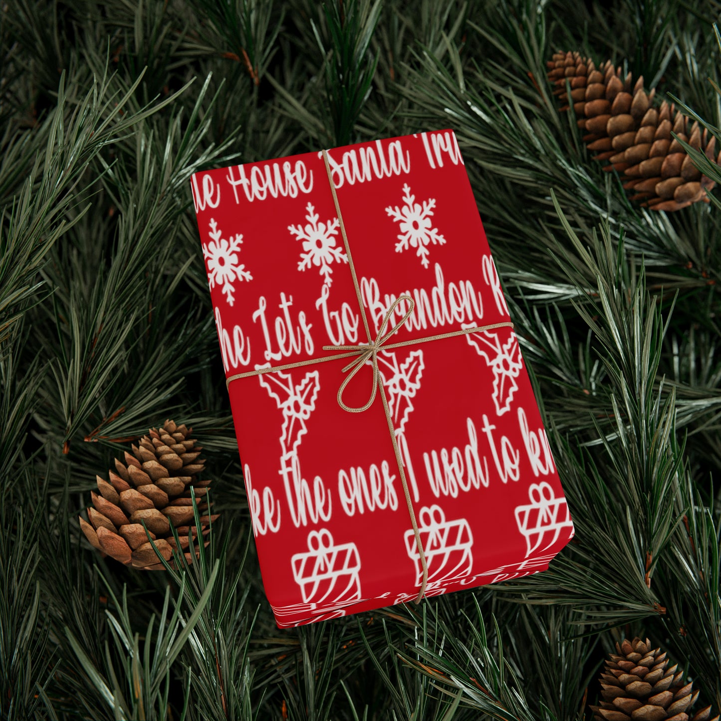 Let's Go Brandon Christmas Gift Wrap Red 2023 Version Pro Trump Gift Wrap Funny Christmas Songs