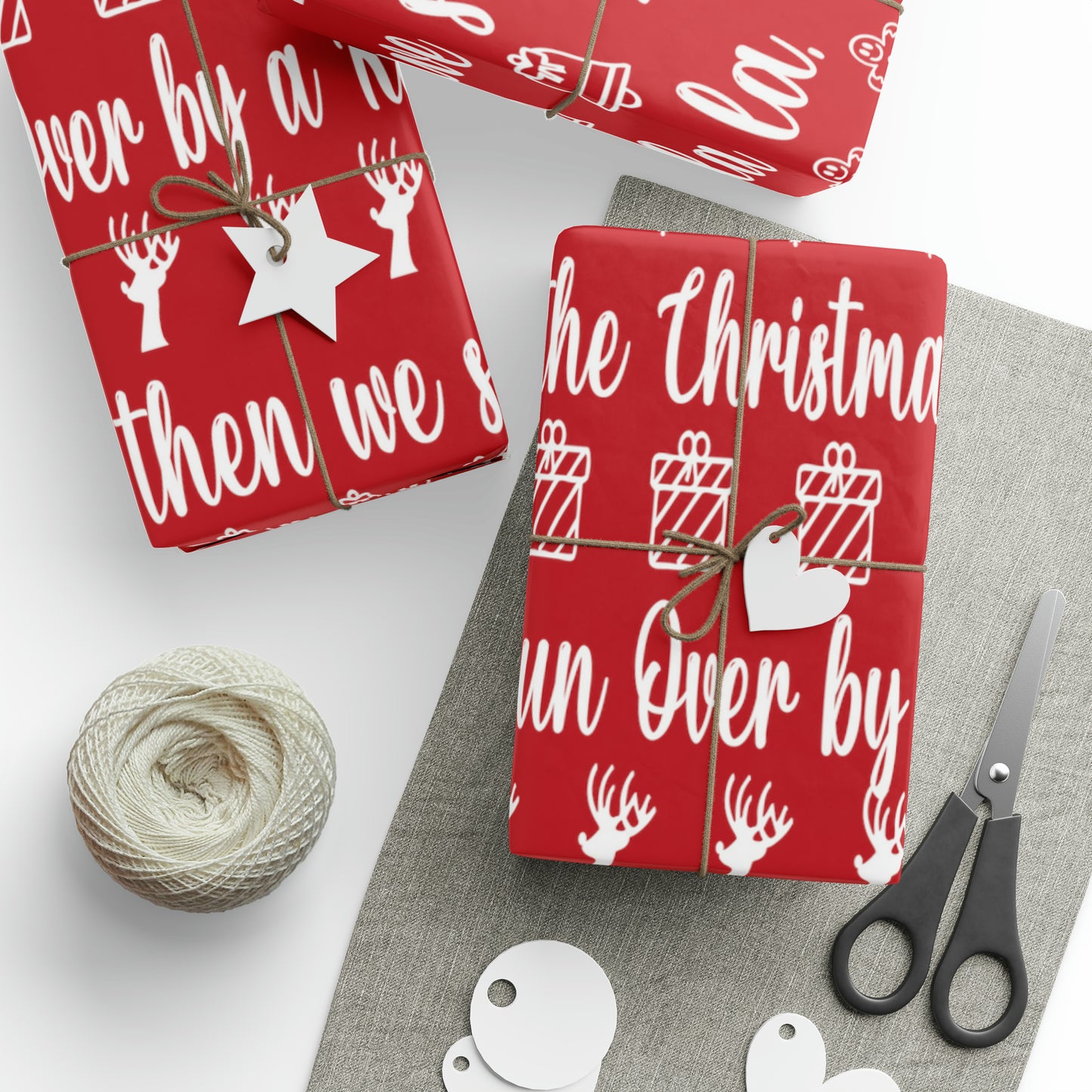 Funny Let's Go Brandon Christmas Gift Wrap Red - Brandon Gift Wrap - Funny Trump Christmas Songs Red Christmas Wrap