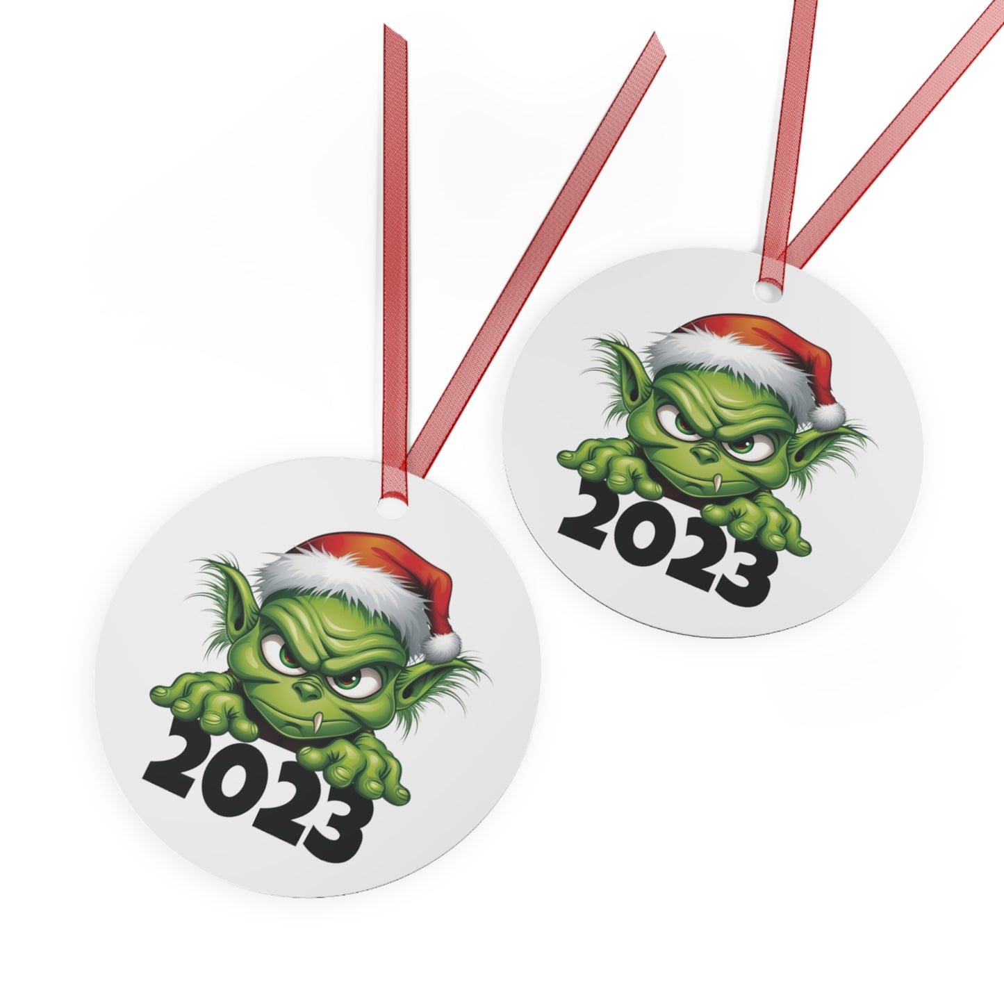 Cute Green Christmas Monster 2023 Ornament Lightweight Shaterproof Metal Ornaments Christmas Ornament Exchange Green Christmas Ornament