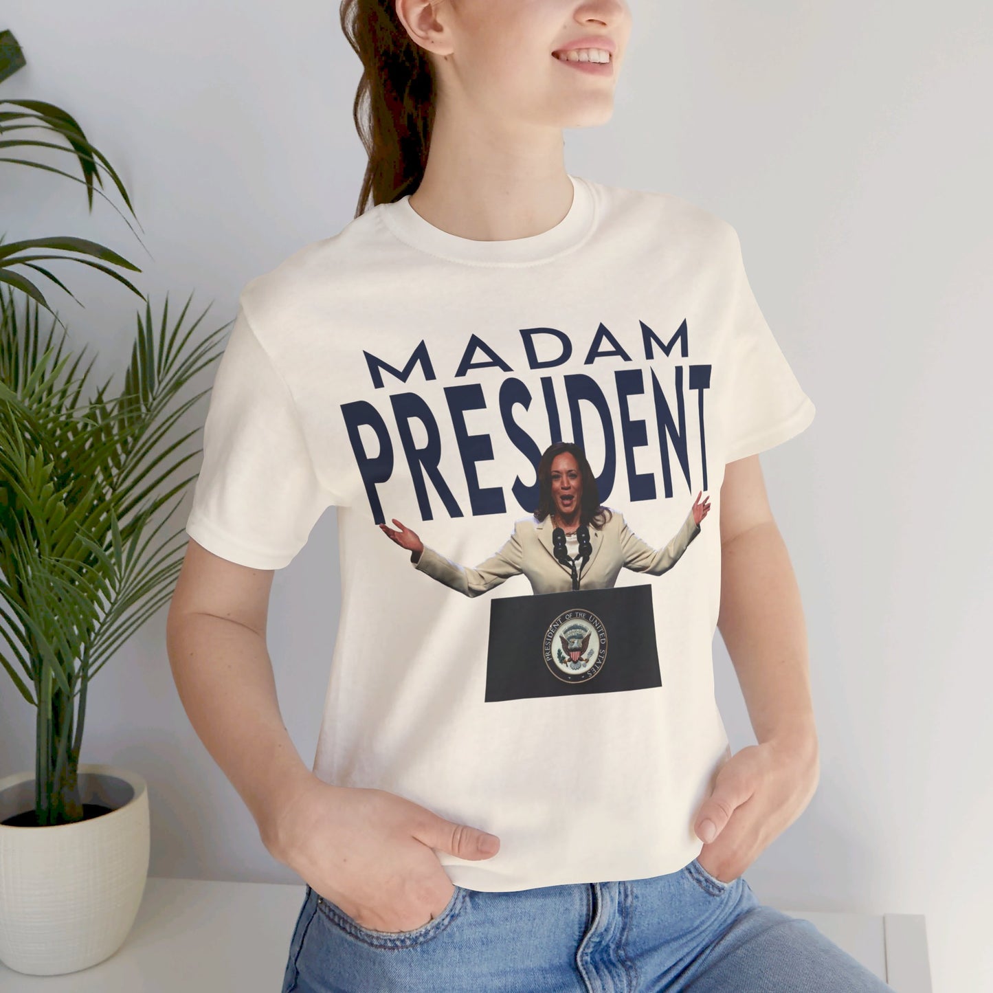 Madam President Kamala Harris, Bella Canvas 3001 Unisex T-Shirt, Kamala Shirt, Kamala DNC Shirt - Anti Trump, Democracy Shirt, Kamala Shirt