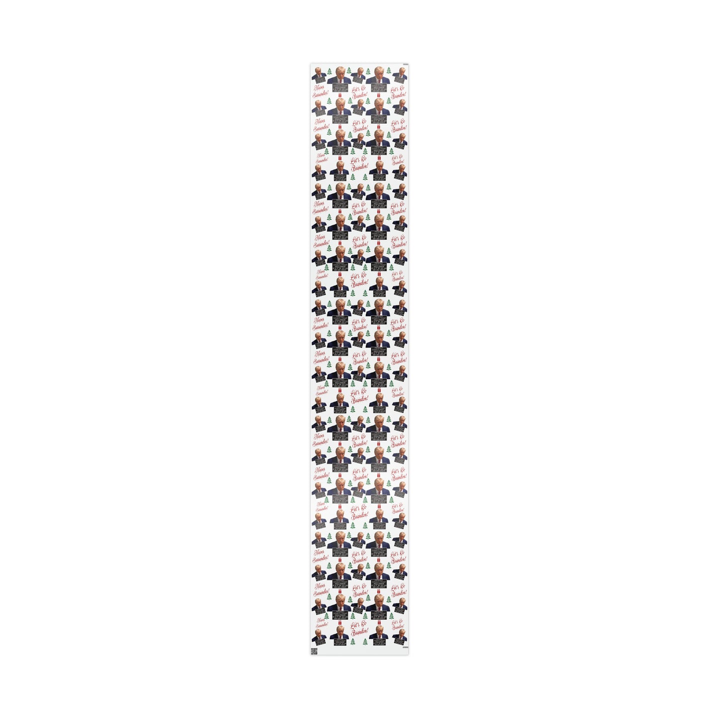 The Trump Mugshot Gift Wrap - Let's Go Brandon Gift Wrap - Santa Trump 2024 Never Surrender Wrapping Paper