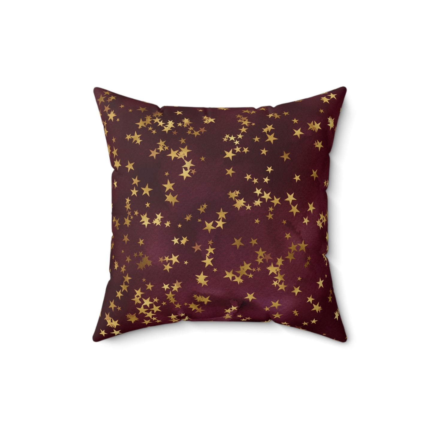 Fantasy Space Purple Wine Gold Stars Print Spun Polyester Square Pillow