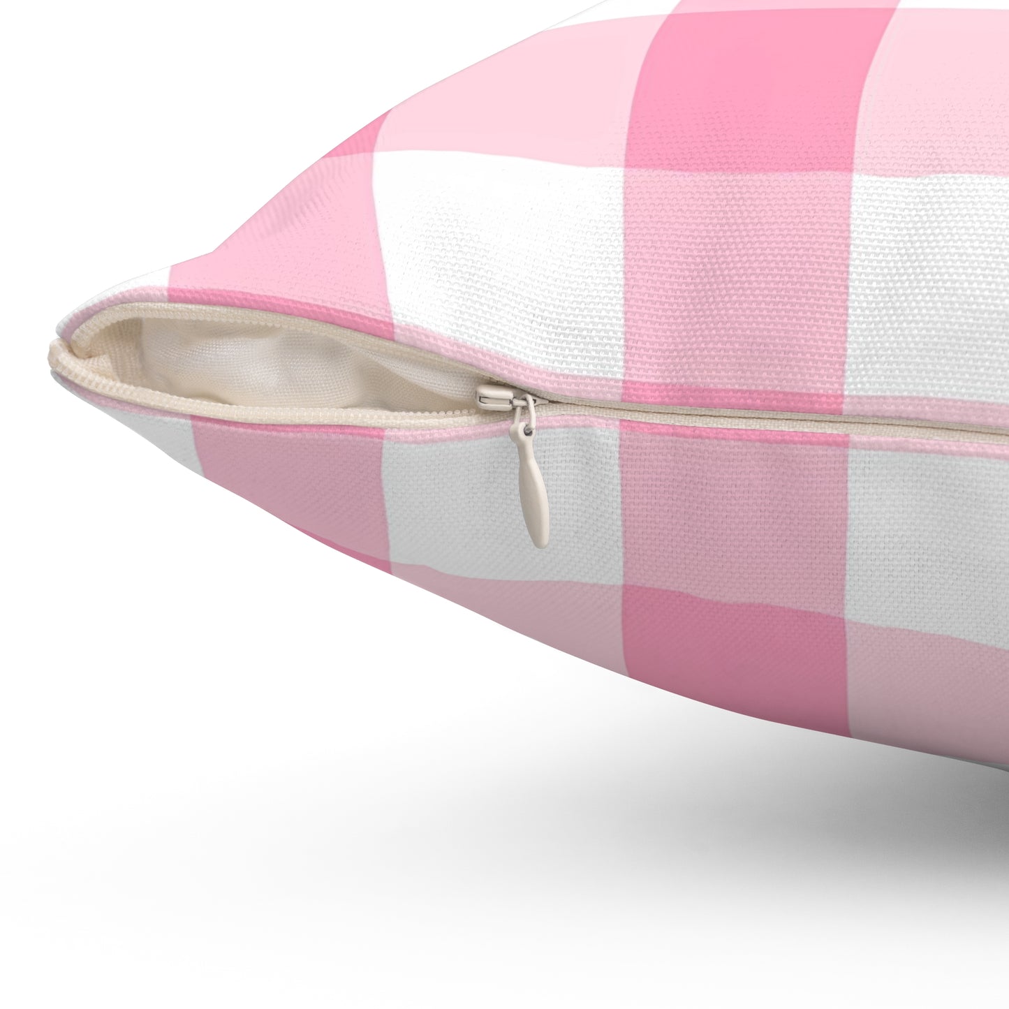 Pink White Plaid Pattern Print Spun Polyester Square Pillow Home Decor Pink Pillow