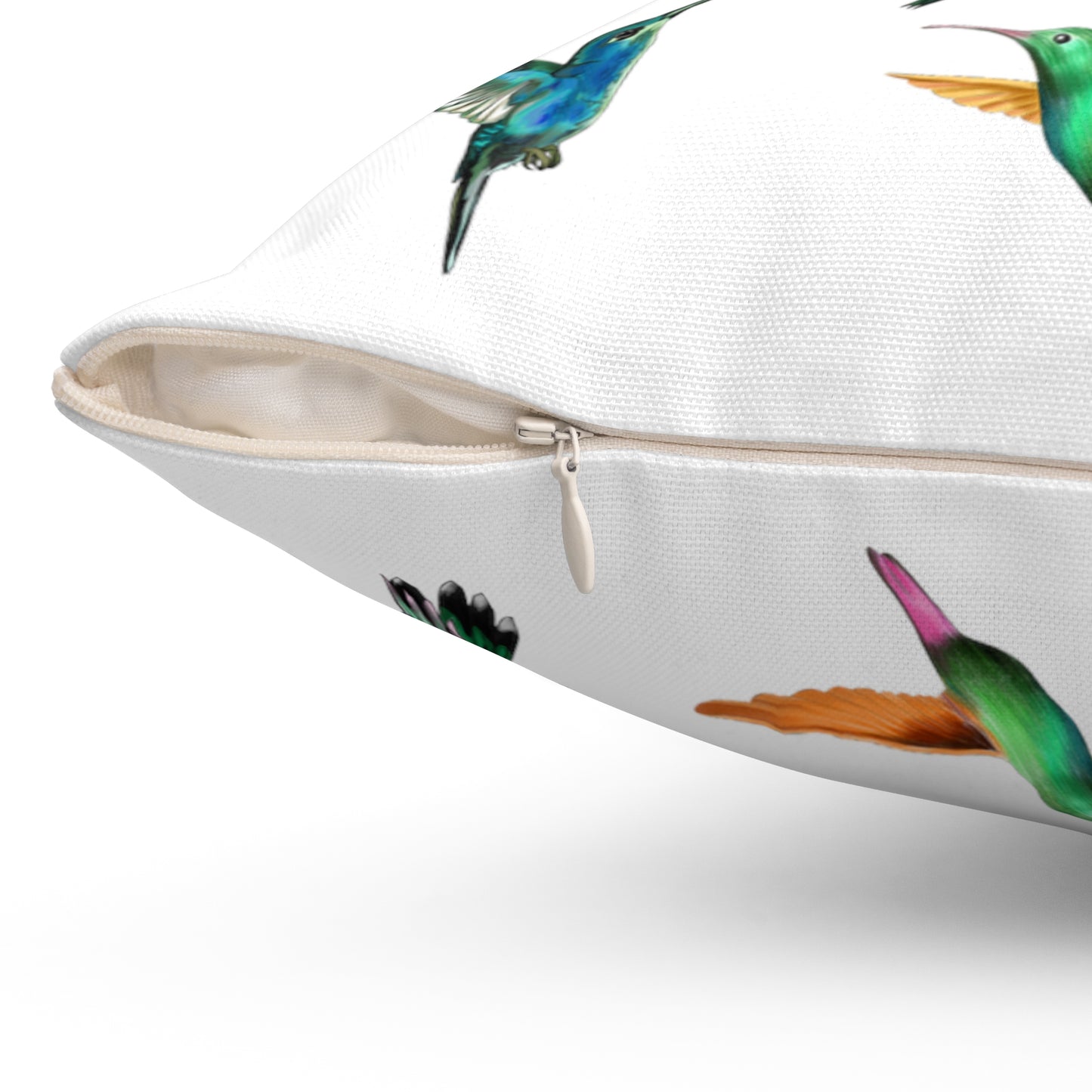 Beautiful Hummingbird Pillow Colorful Digital Watercolor Bird Lover Bird Watcher Nature Spun Polyester Square Pillow