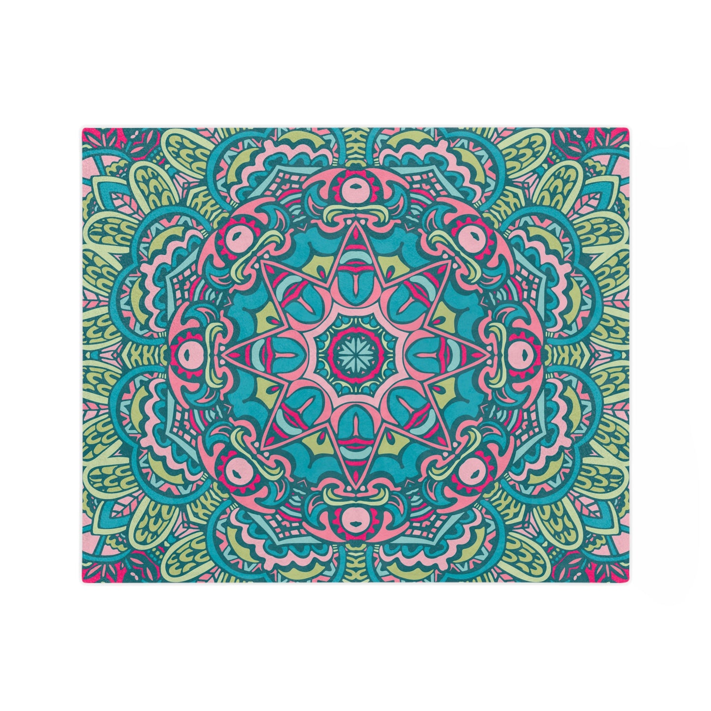 Glimmery Green Blue Purple Mandala Throw Sofa Bed Blanket - Soft Thick Velveteen Minky Throw Blanket