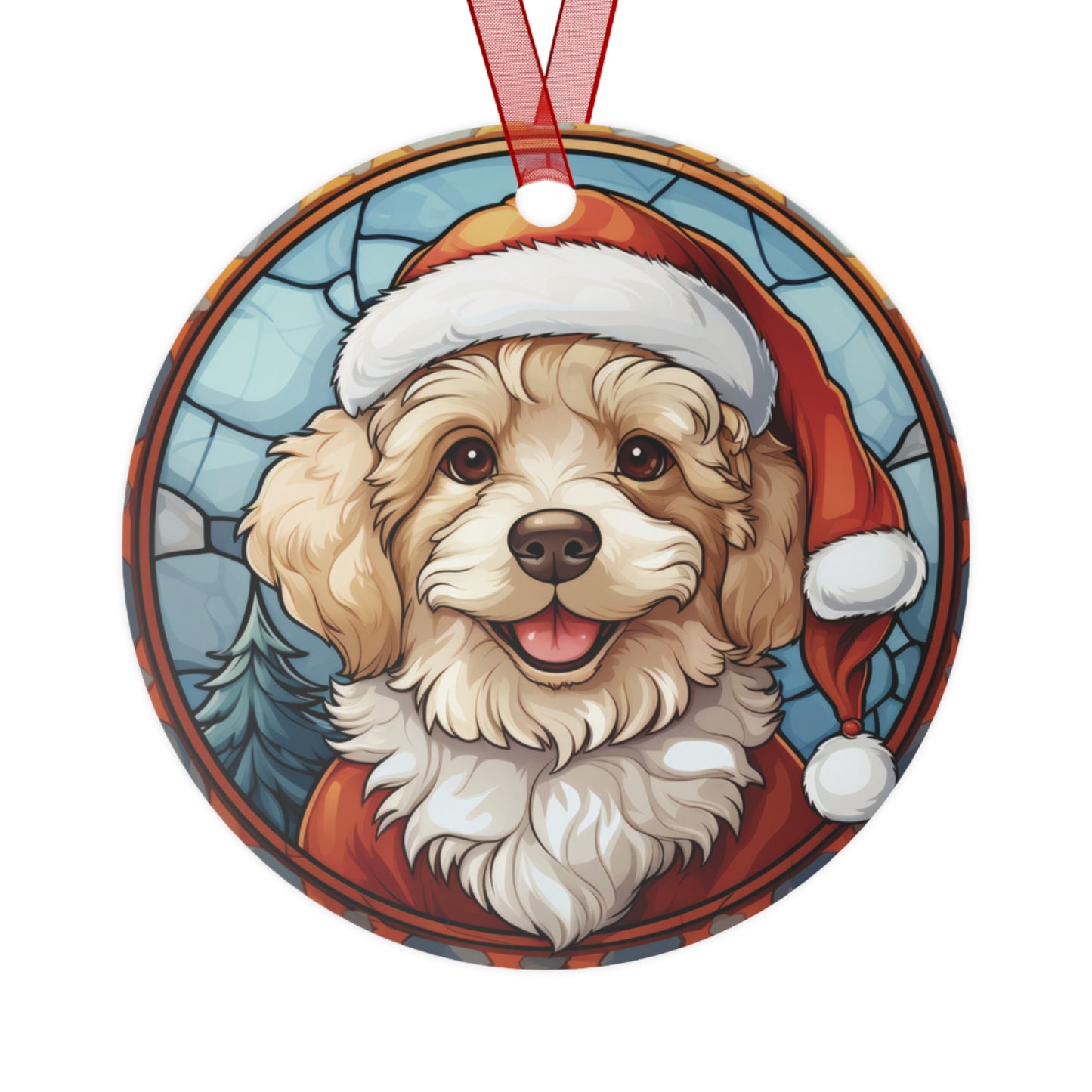 Puppy Dog Stained Glass Style Owl Ornament Lightweight Shaterproof Metal Ornaments Christmas Ornament Exchange Christmas Dog Ornament