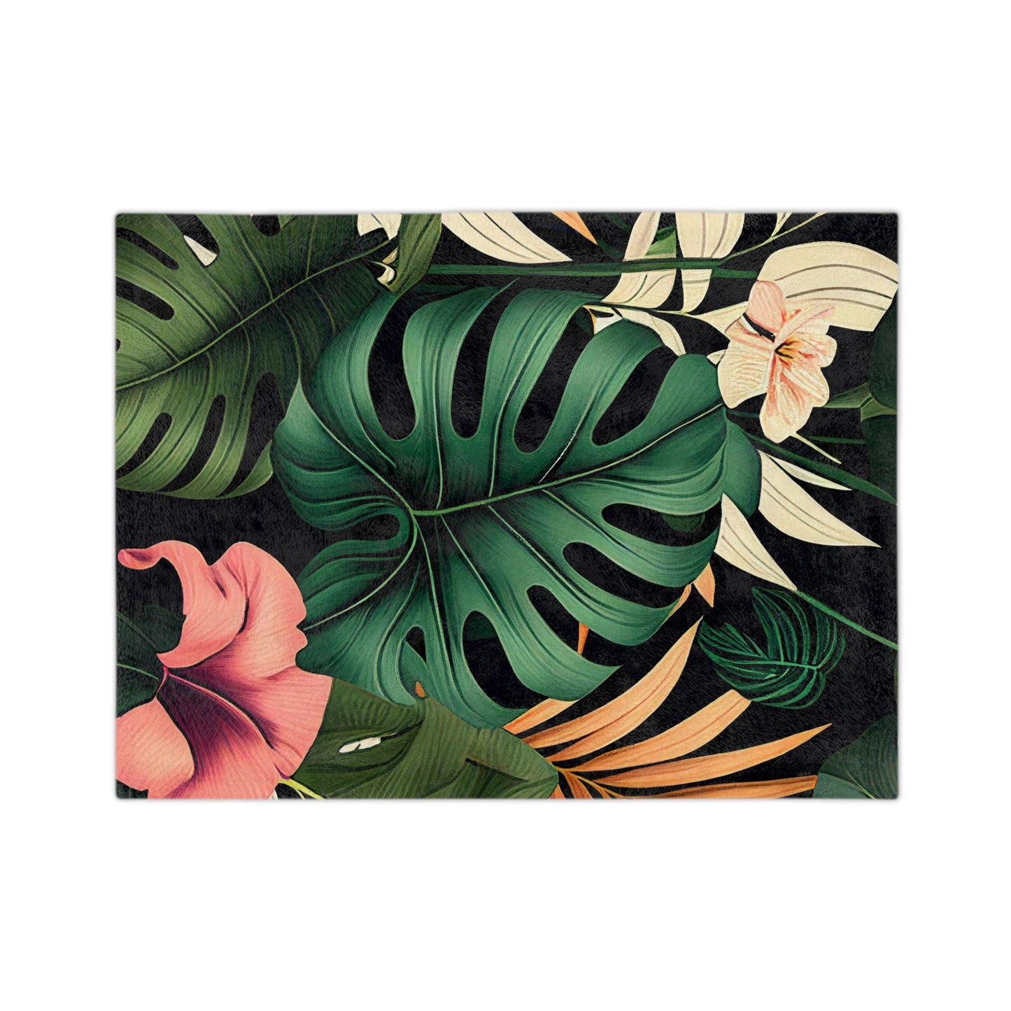 Terrific Tropical Monstera Leaf Pattern Throw Sofa Bed Blanket - Soft Thick Velveteen Minky Throw Blanket