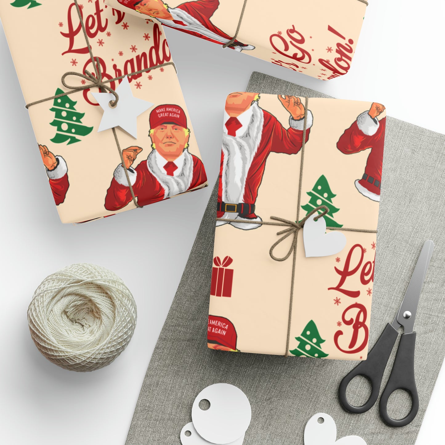 Funny Trump Christmas Wrapping Paper for Gifts - Let's Go Brandon Gift - Funny Santa Trump Wrapping Paper Christmas