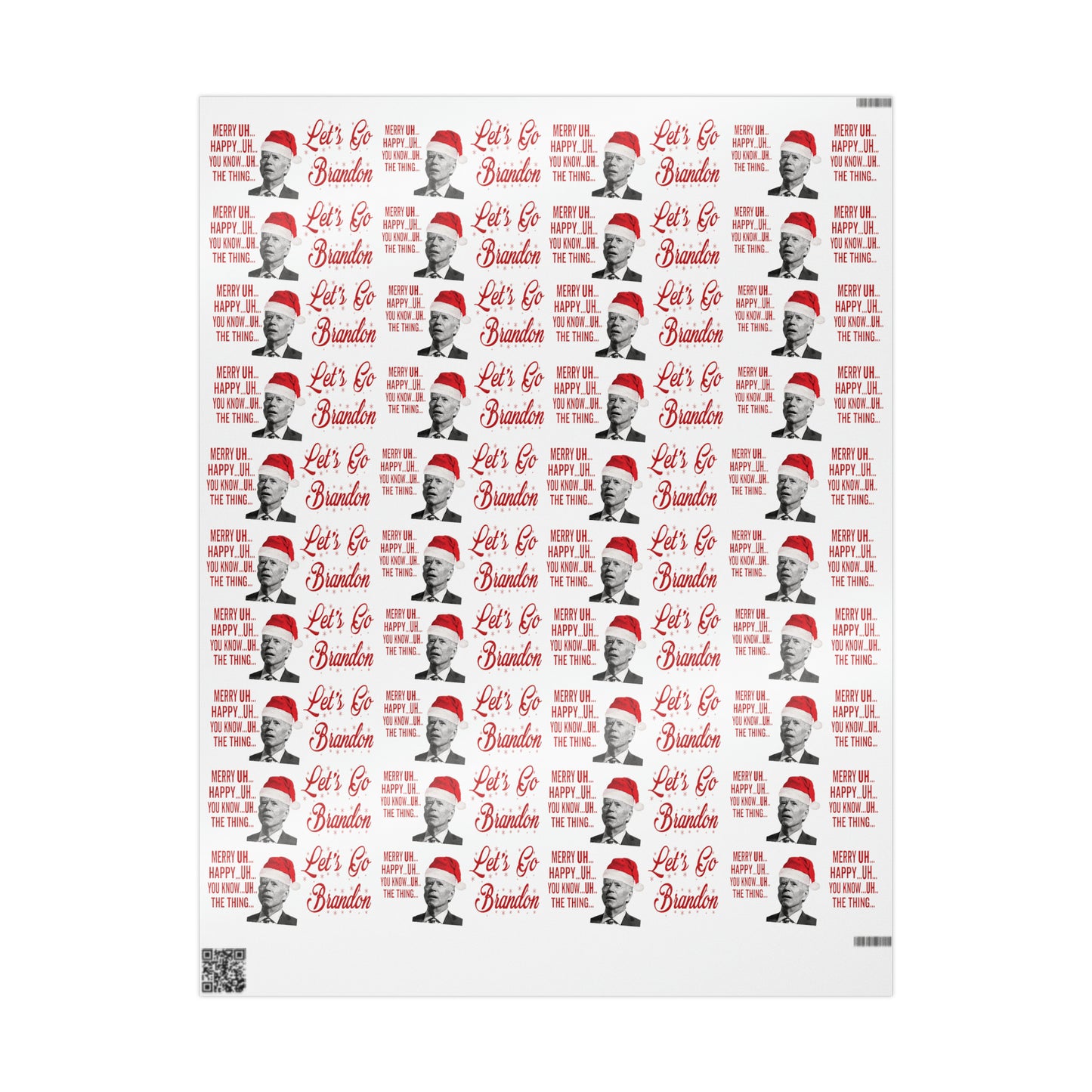 Funny Confused Biden Trump Christmas Wrapping Paper - MAGA Gift - Let's Go Brandon Pro Trump Wrapping Paper