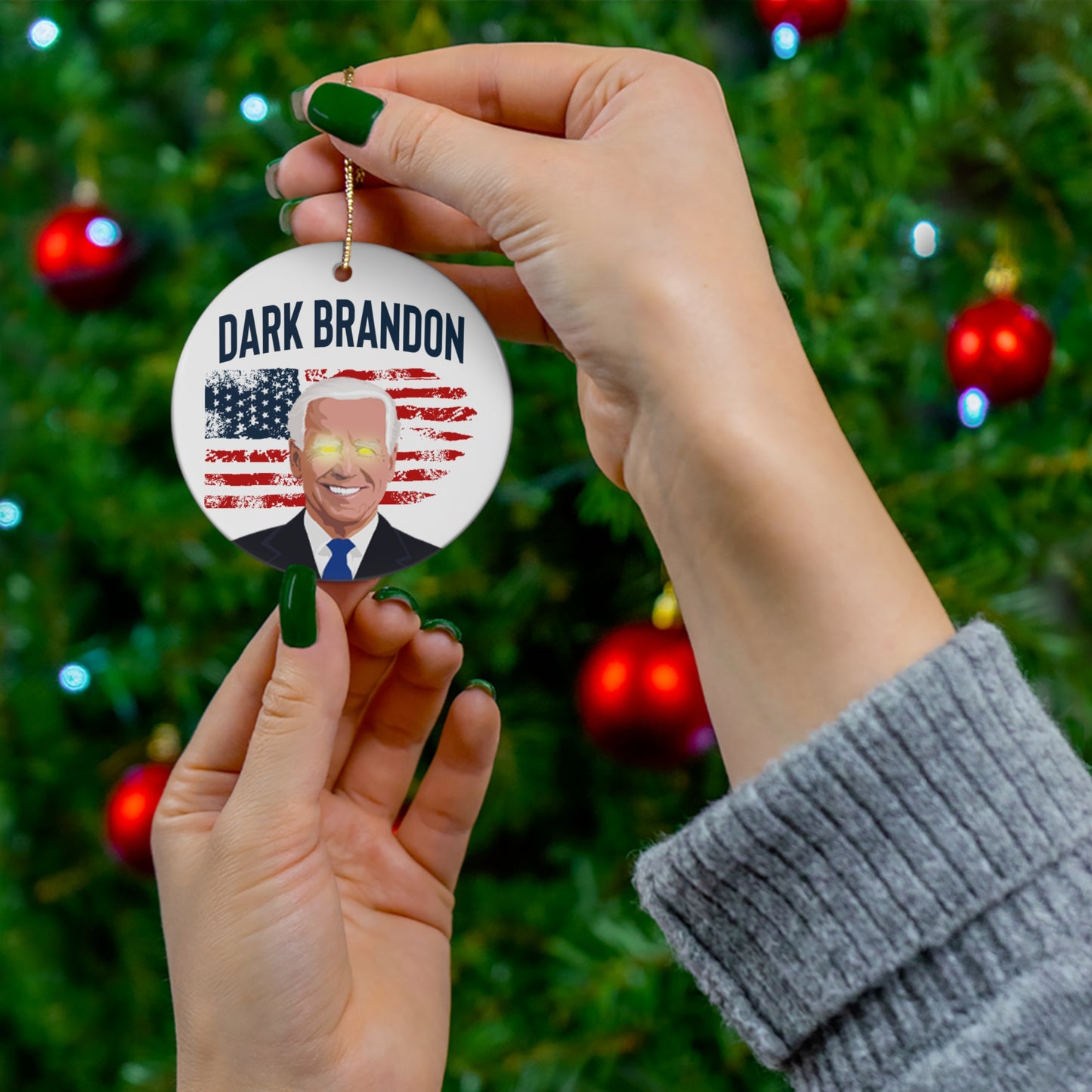 Dark Brandon Christmas Ornament - Biden Brandon Ceramic Ornament