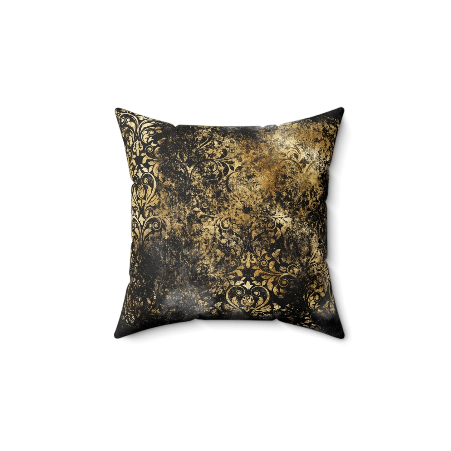 Cloudy Black Gold Pattern Print Faux Suede Soft Square Pillow